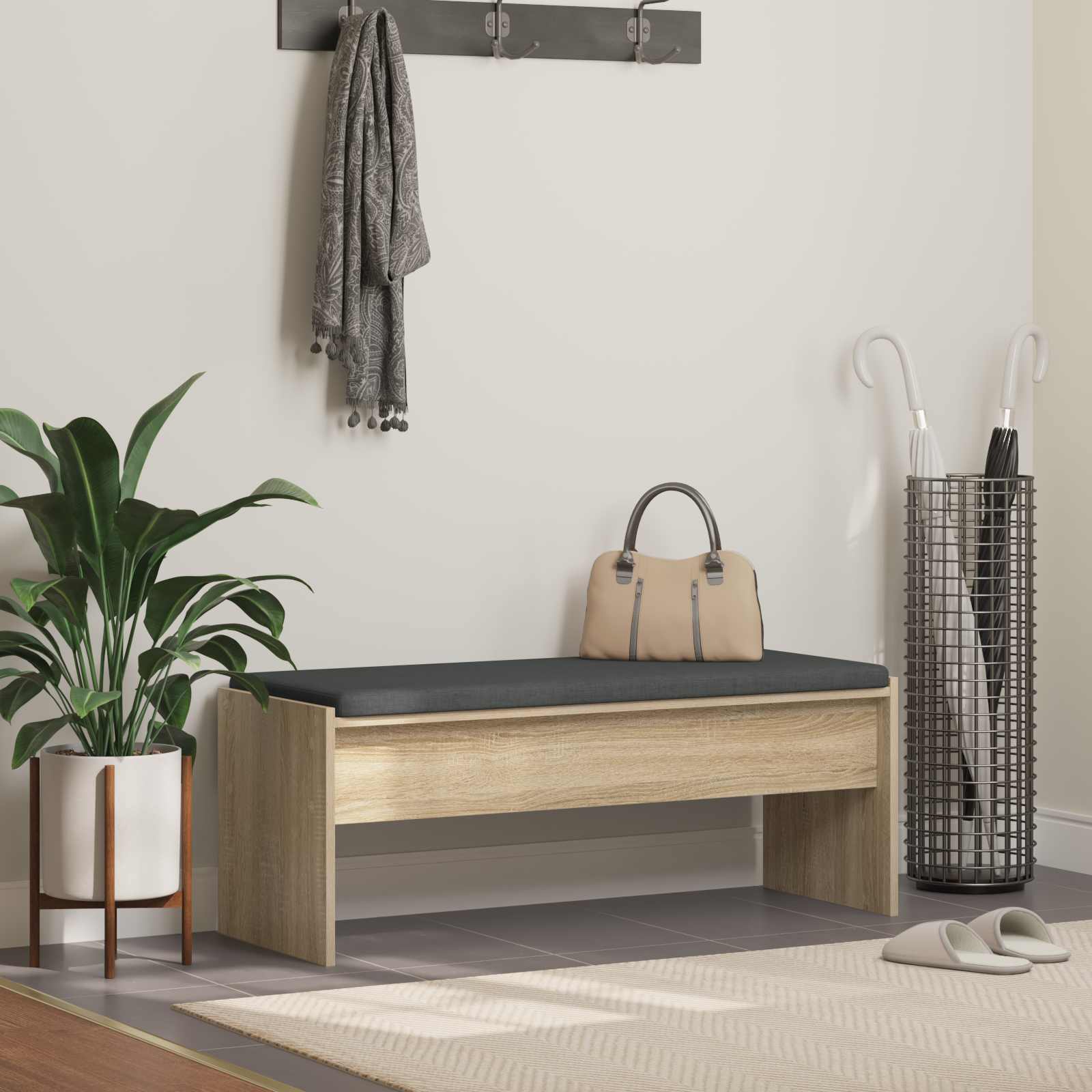 vidaXL Halbank met kussen Wit 60 x 38 x 46 cm