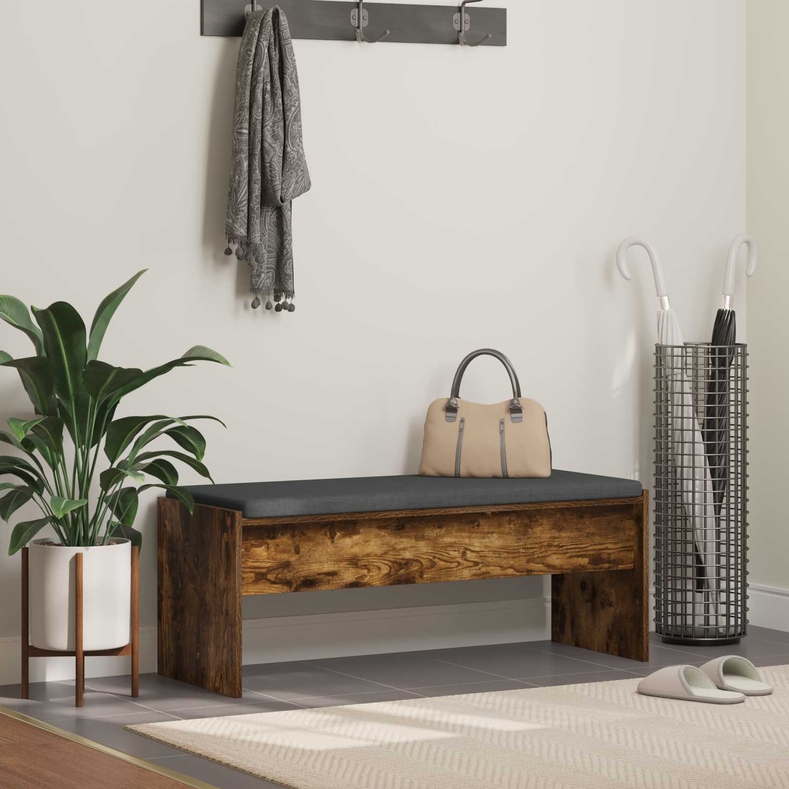 vidaXL Halbank met kussen Wit 60 x 38 x 46 cm