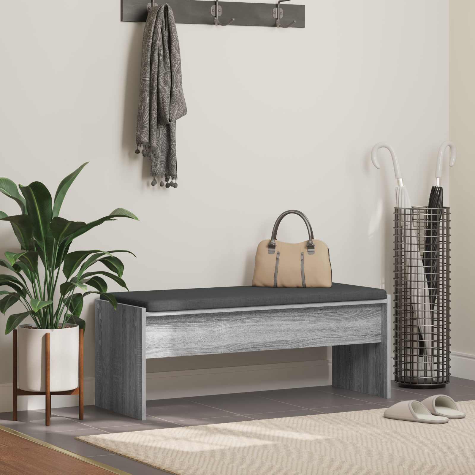 vidaXL Halbank met kussen Wit 60 x 38 x 46 cm