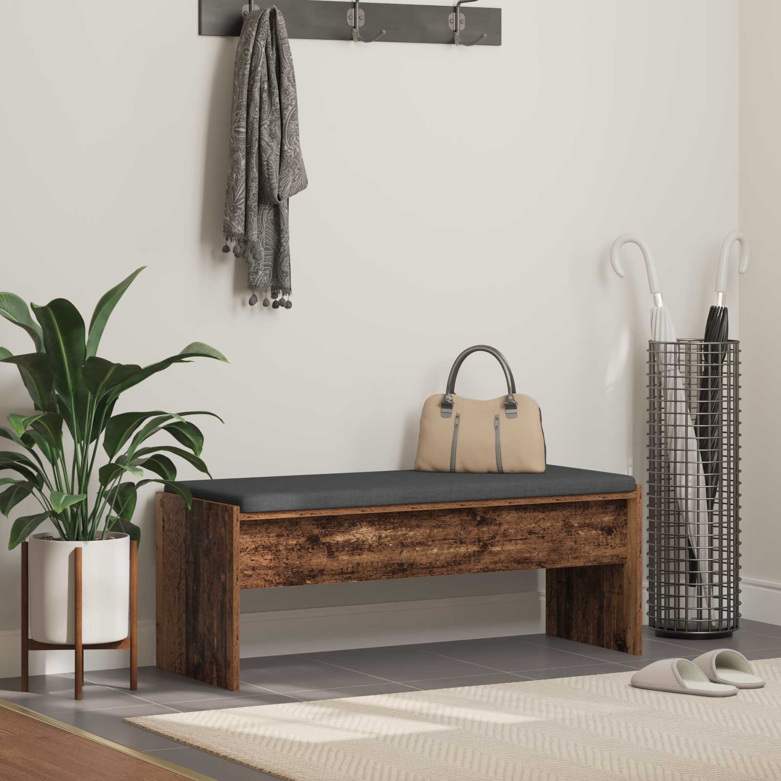 vidaXL Halbank met kussen Wit 60 x 38 x 46 cm