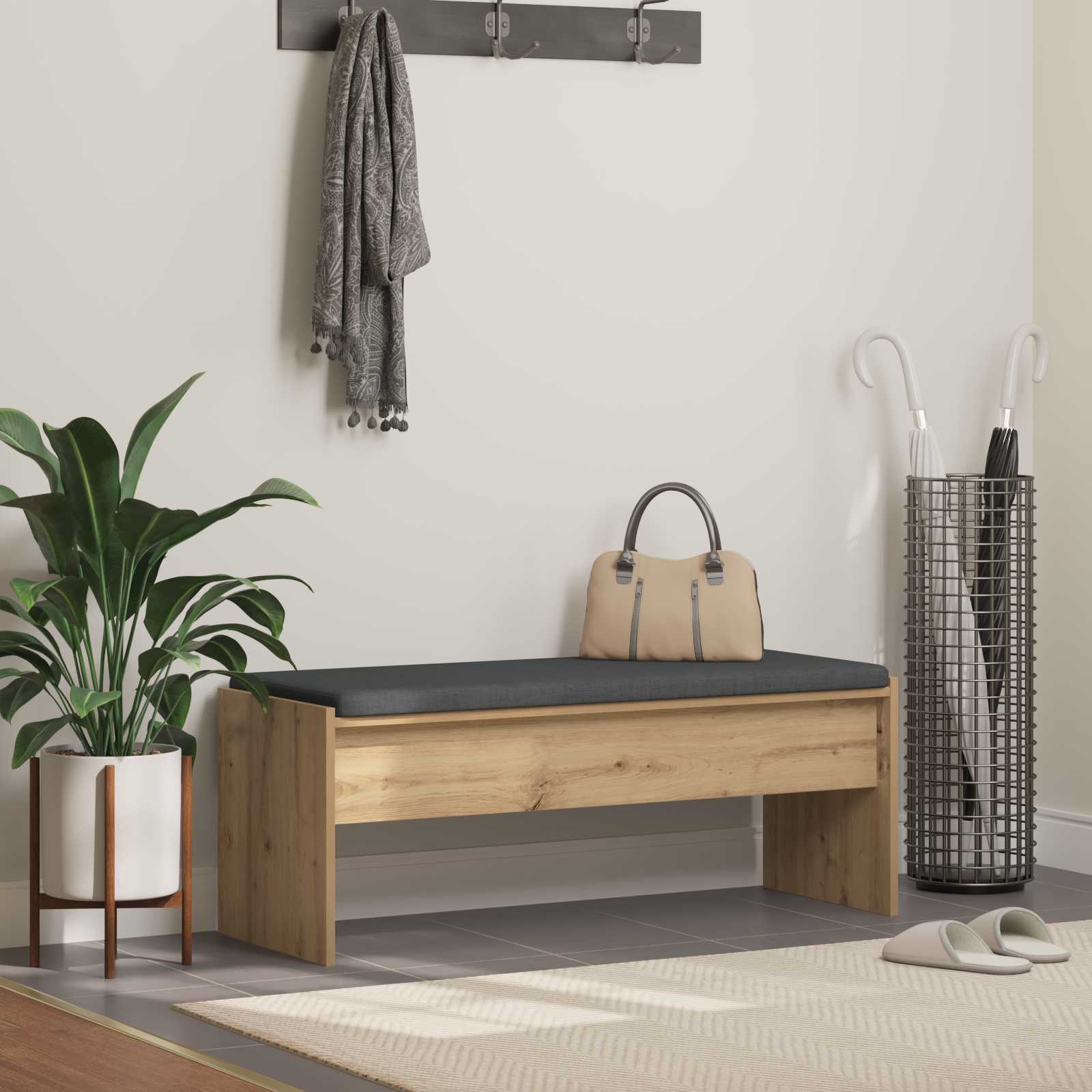 vidaXL Halbank met kussen Wit 60 x 38 x 46 cm