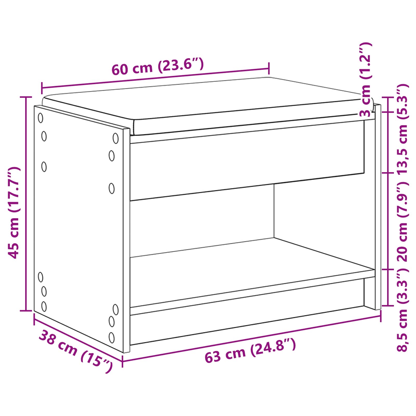 vidaXL Halbank met kussen met plank met opslag Wit 100 x 38 x 46 cm