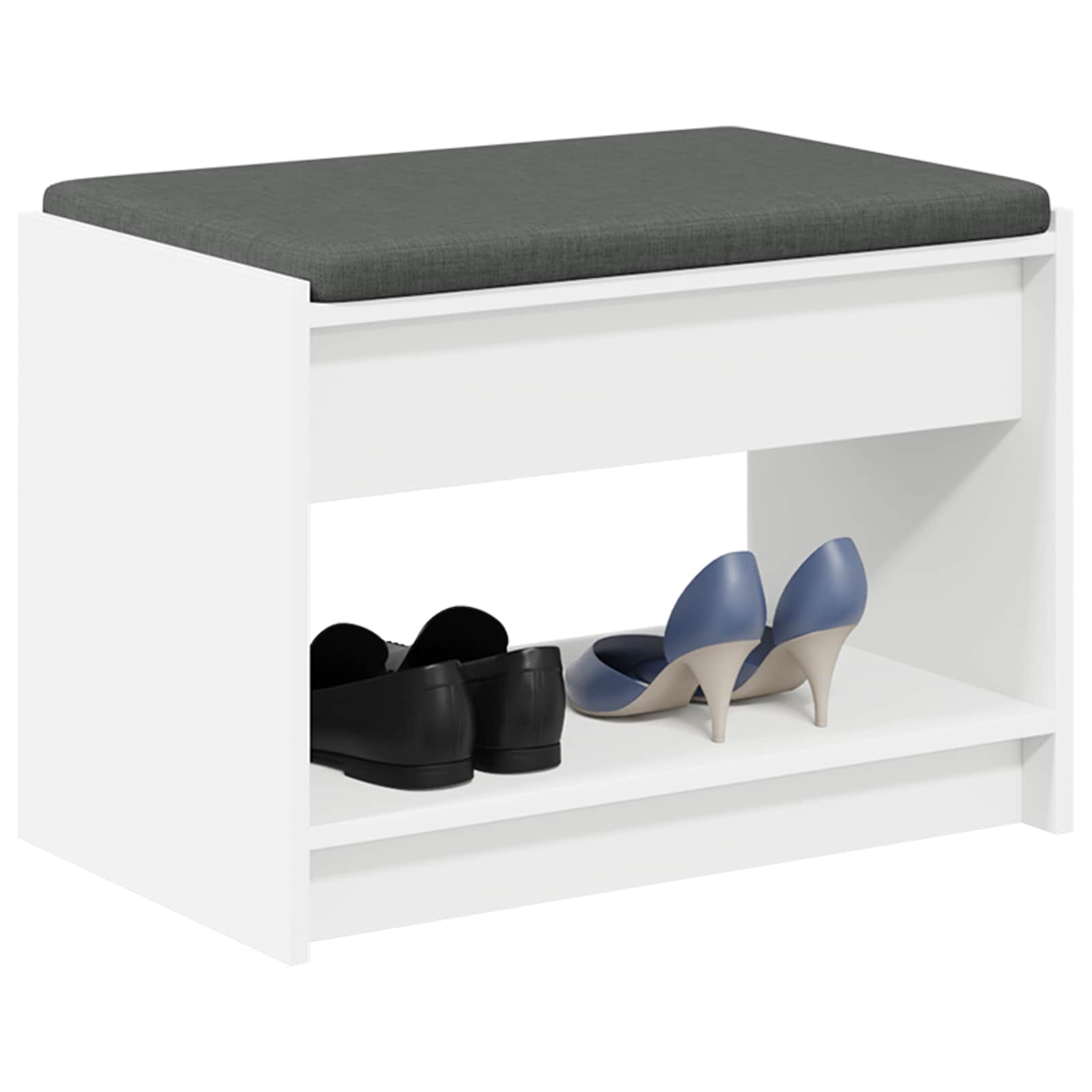 vidaXL Halbank met kussen met plank met opslag Wit 100 x 38 x 46 cm