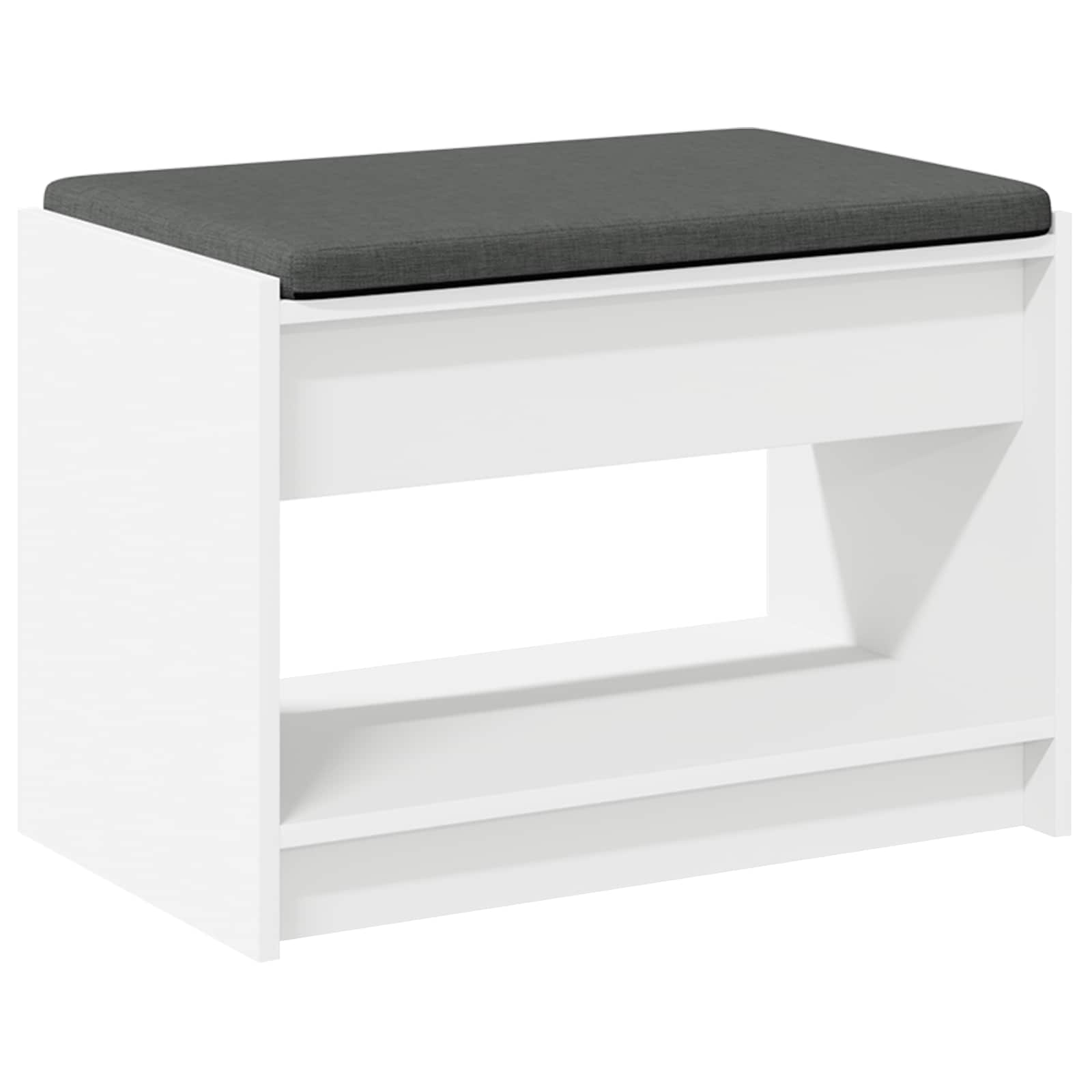 vidaXL Halbank met kussen met plank met opslag Wit 100 x 38 x 46 cm