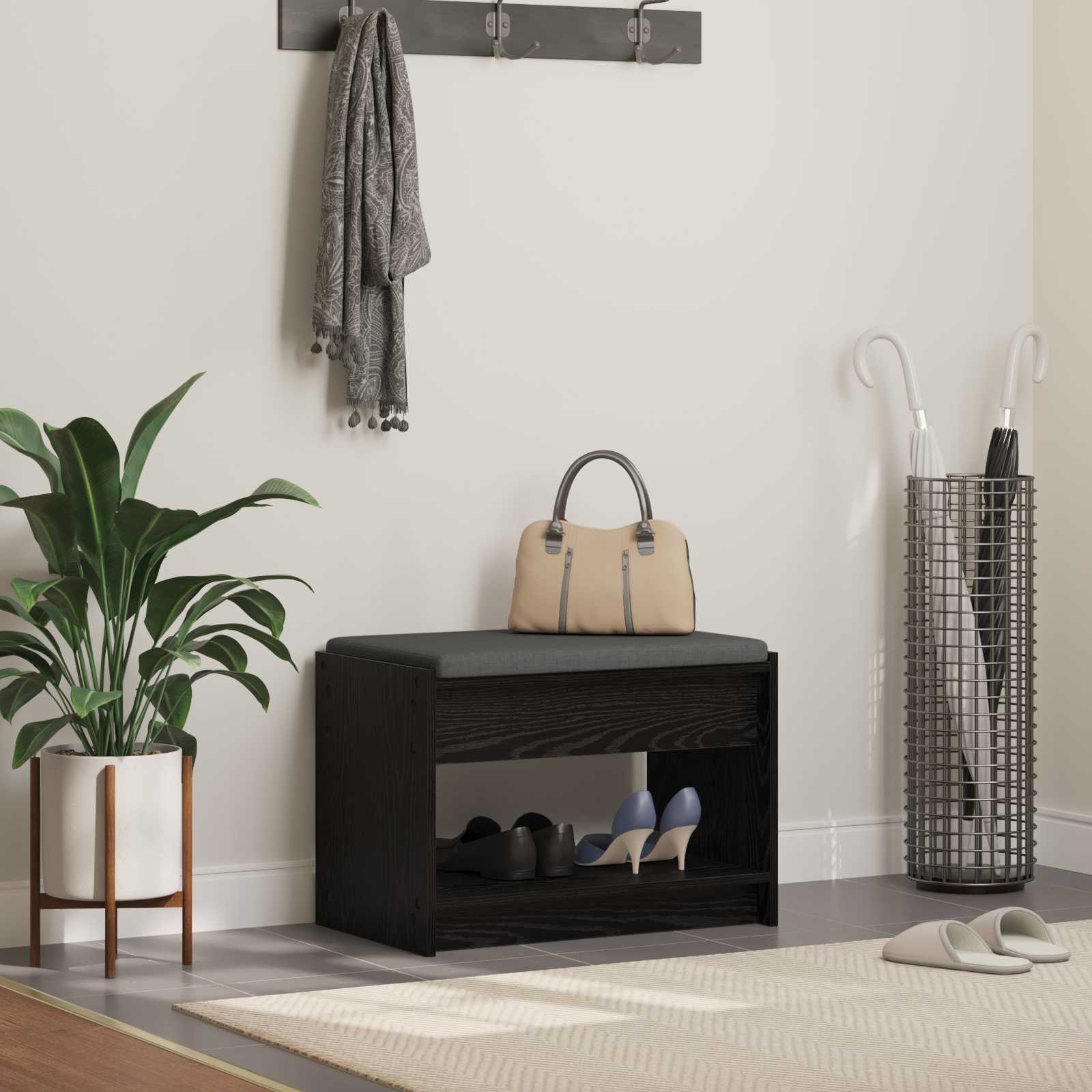 vidaXL Halbank met kussen met plank met opslag Wit 100 x 38 x 46 cm