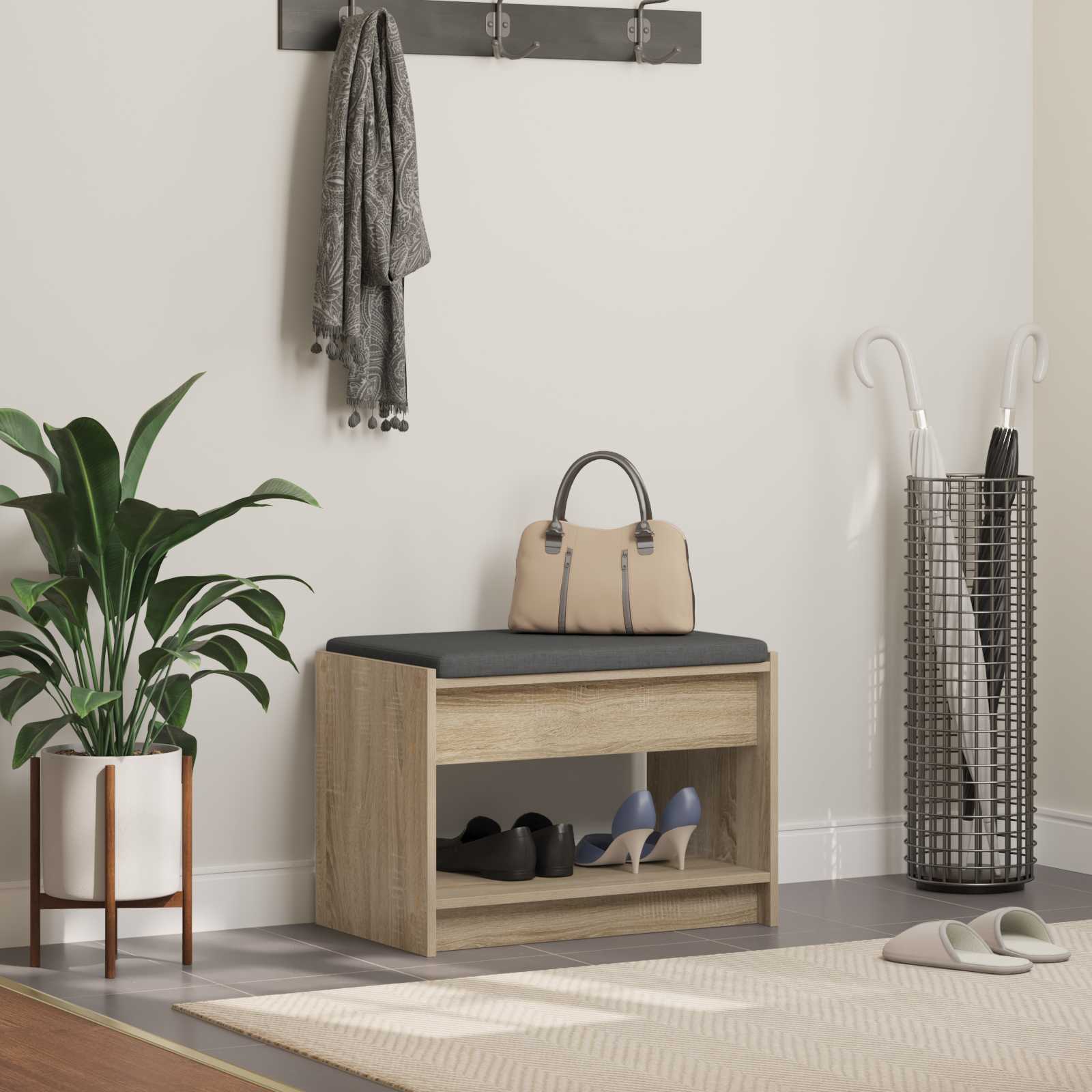 vidaXL Halbank met kussen met plank met opslag Wit 100 x 38 x 46 cm