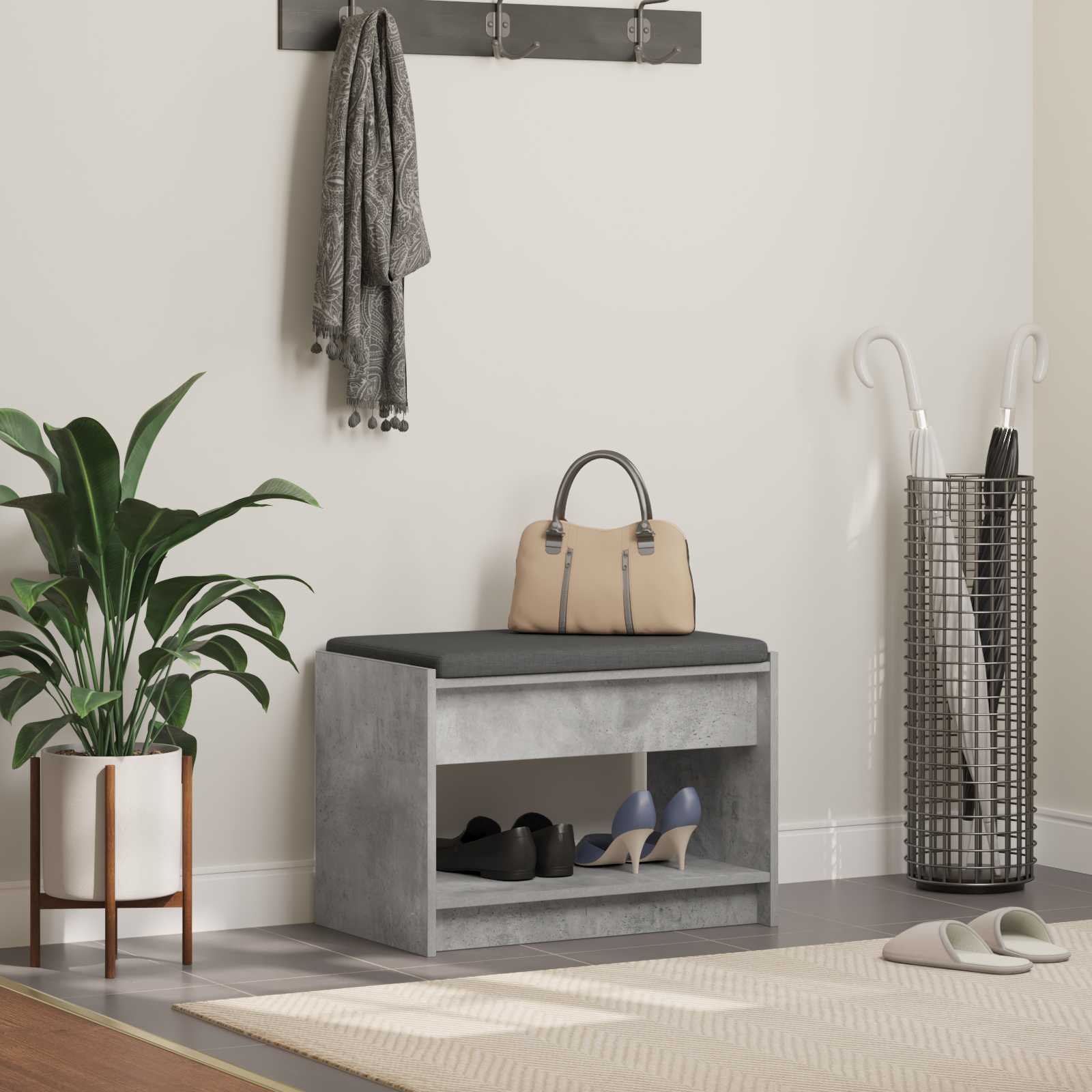 vidaXL Halbank met kussen met plank met opslag Wit 100 x 38 x 46 cm