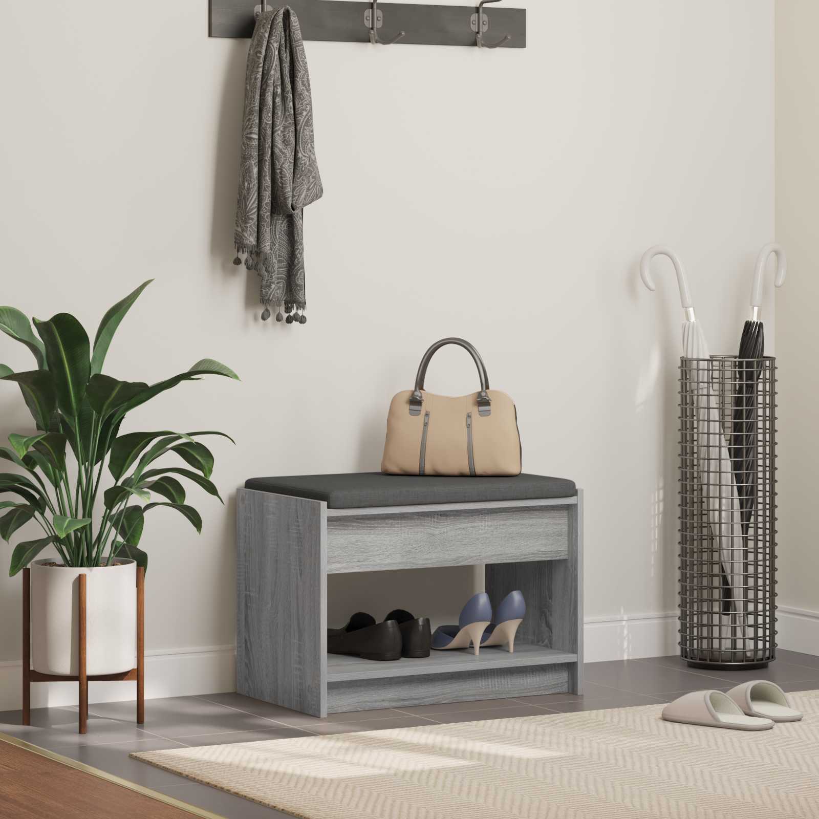 vidaXL Halbank met kussen met plank met opslag Wit 100 x 38 x 46 cm