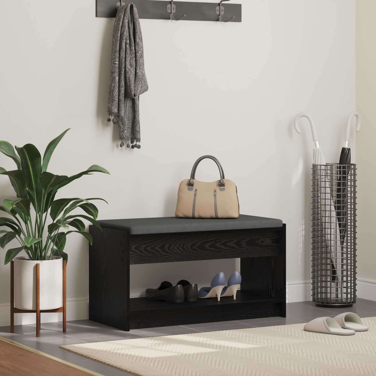 vidaXL Halbank met kussen met plank met opslag Wit 100 x 38 x 46 cm