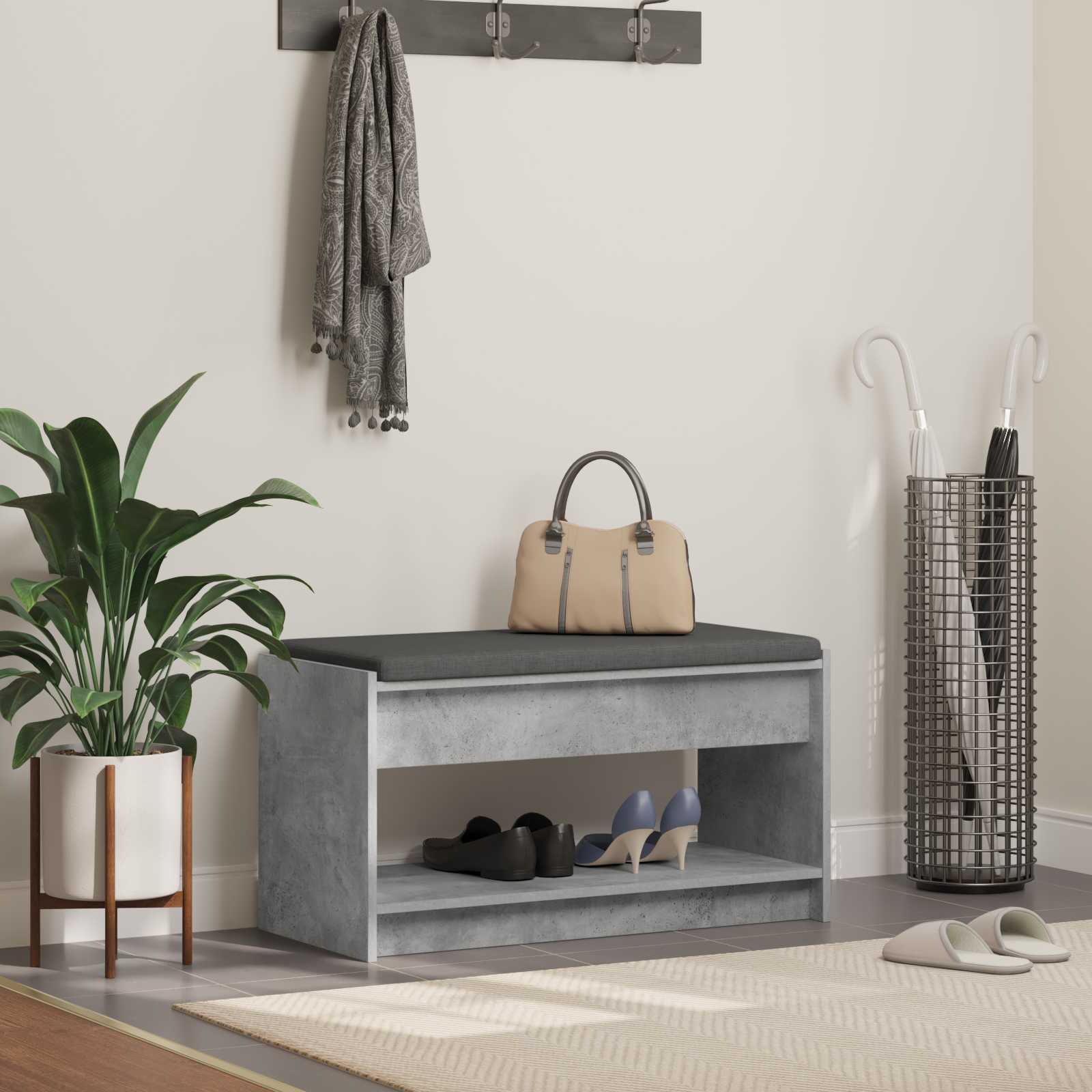 vidaXL Halbank met kussen met plank met opslag Wit 100 x 38 x 46 cm