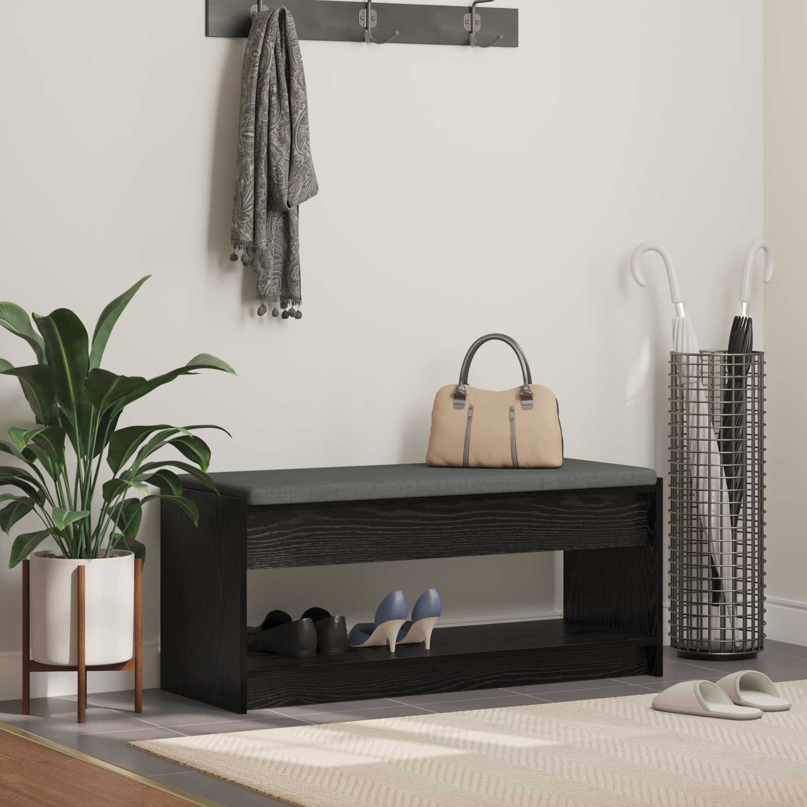 vidaXL Halbank met kussen met plank met opslag Wit 100 x 38 x 46 cm