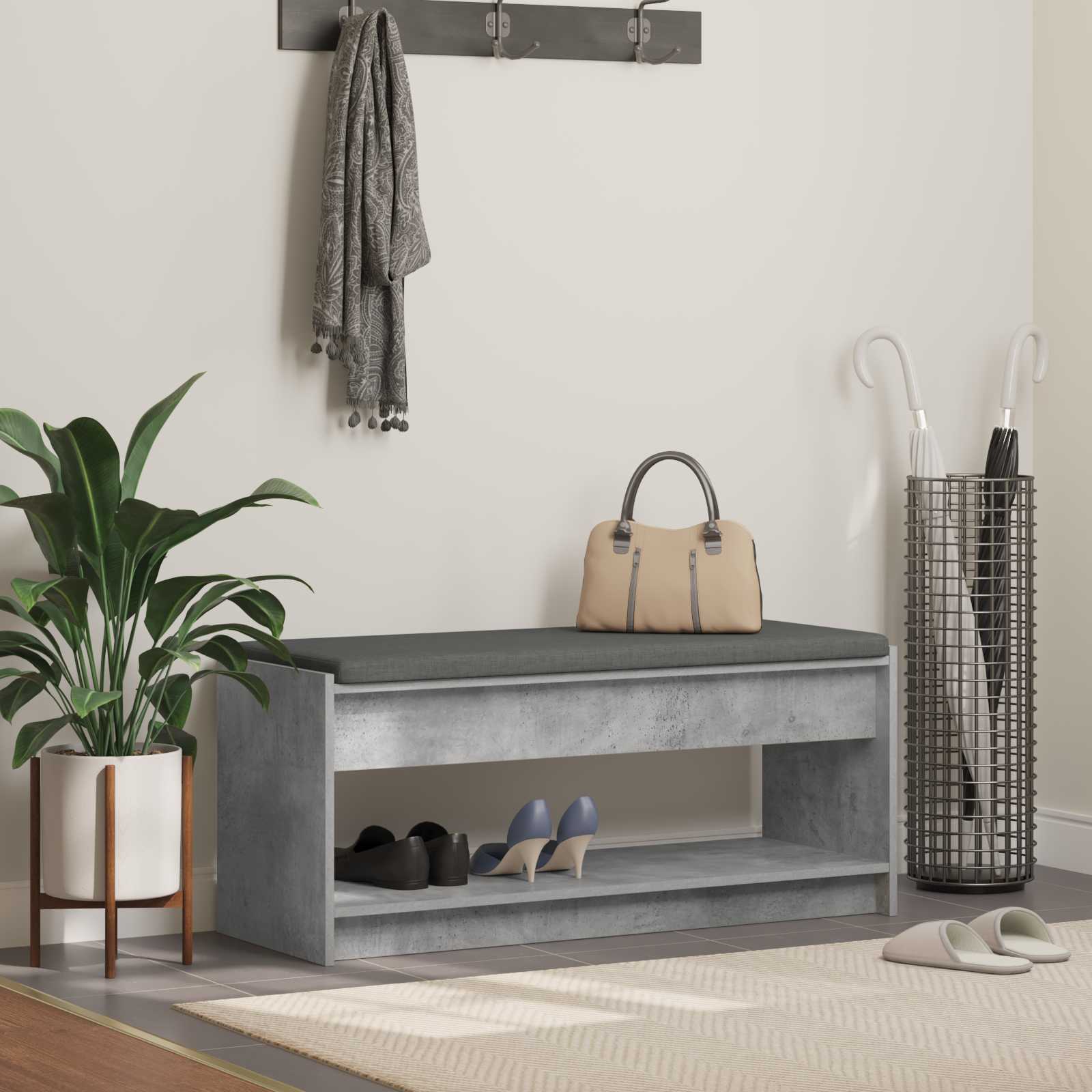 vidaXL Halbank met kussen met plank met opslag Wit 100 x 38 x 46 cm