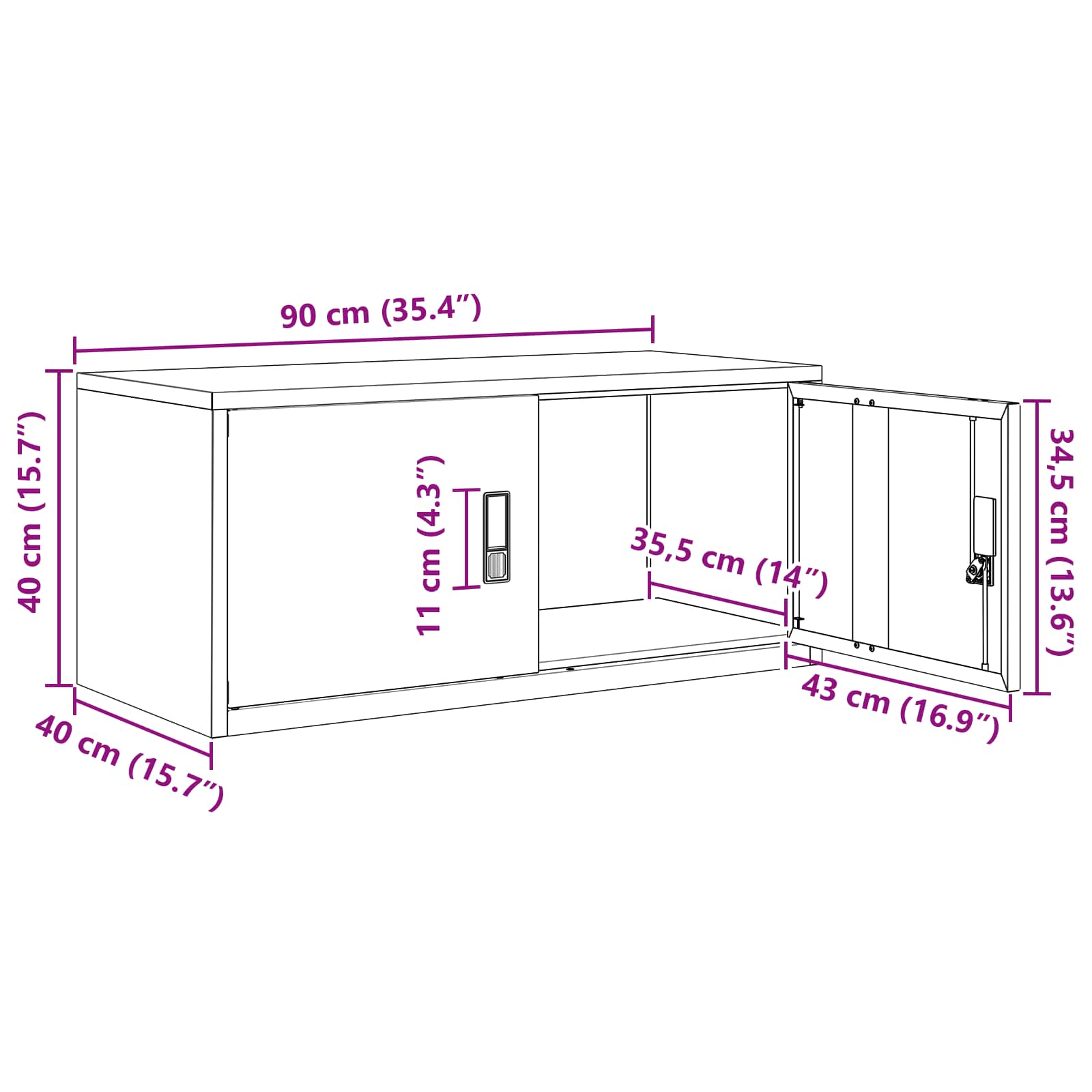 vidaXL Opbergkast 2 pcs Zwart 90 x 40 x 140 cm Koudgewalst Staal