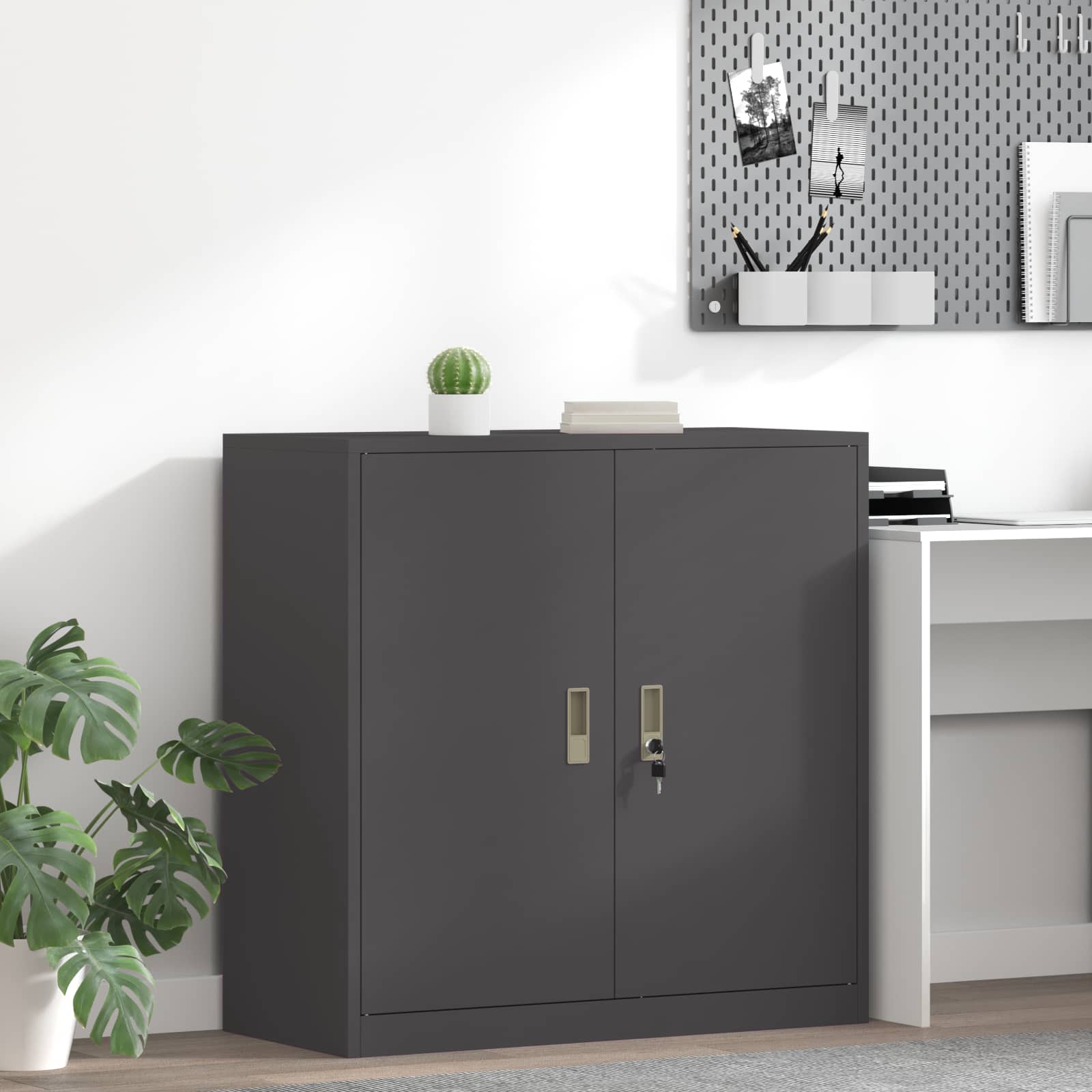 vidaXL Opbergkast 2 pcs Zwart 90 x 40 x 140 cm Koudgewalst Staal