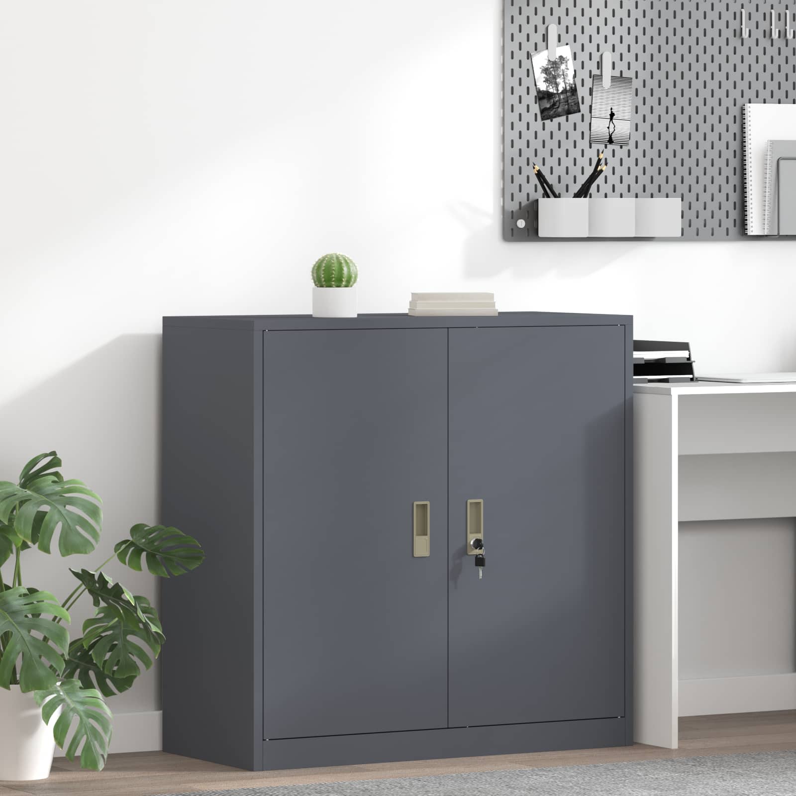 vidaXL Opbergkast 2 pcs Zwart 90 x 40 x 140 cm Koudgewalst Staal