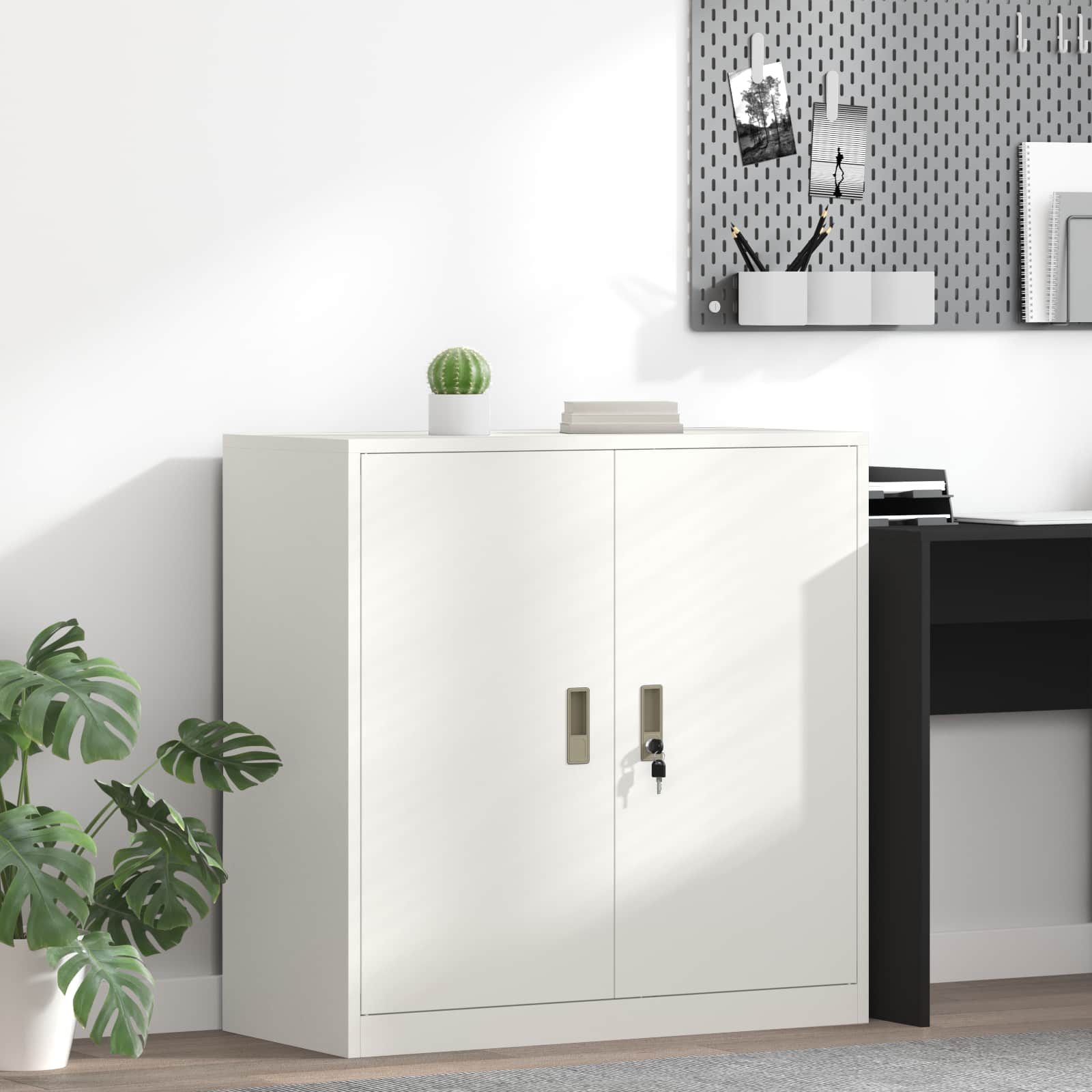 vidaXL Opbergkast 2 pcs Zwart 90 x 40 x 140 cm Koudgewalst Staal