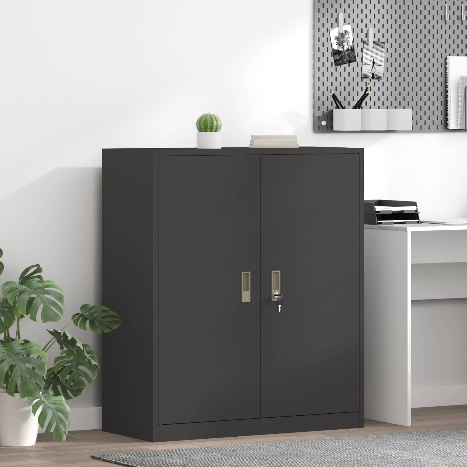 vidaXL Opbergkast 2 pcs Zwart 90 x 40 x 140 cm Koudgewalst Staal