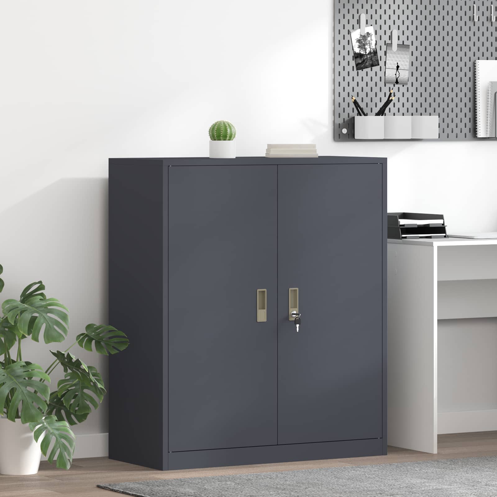vidaXL Opbergkast 2 pcs Zwart 90 x 40 x 140 cm Koudgewalst Staal