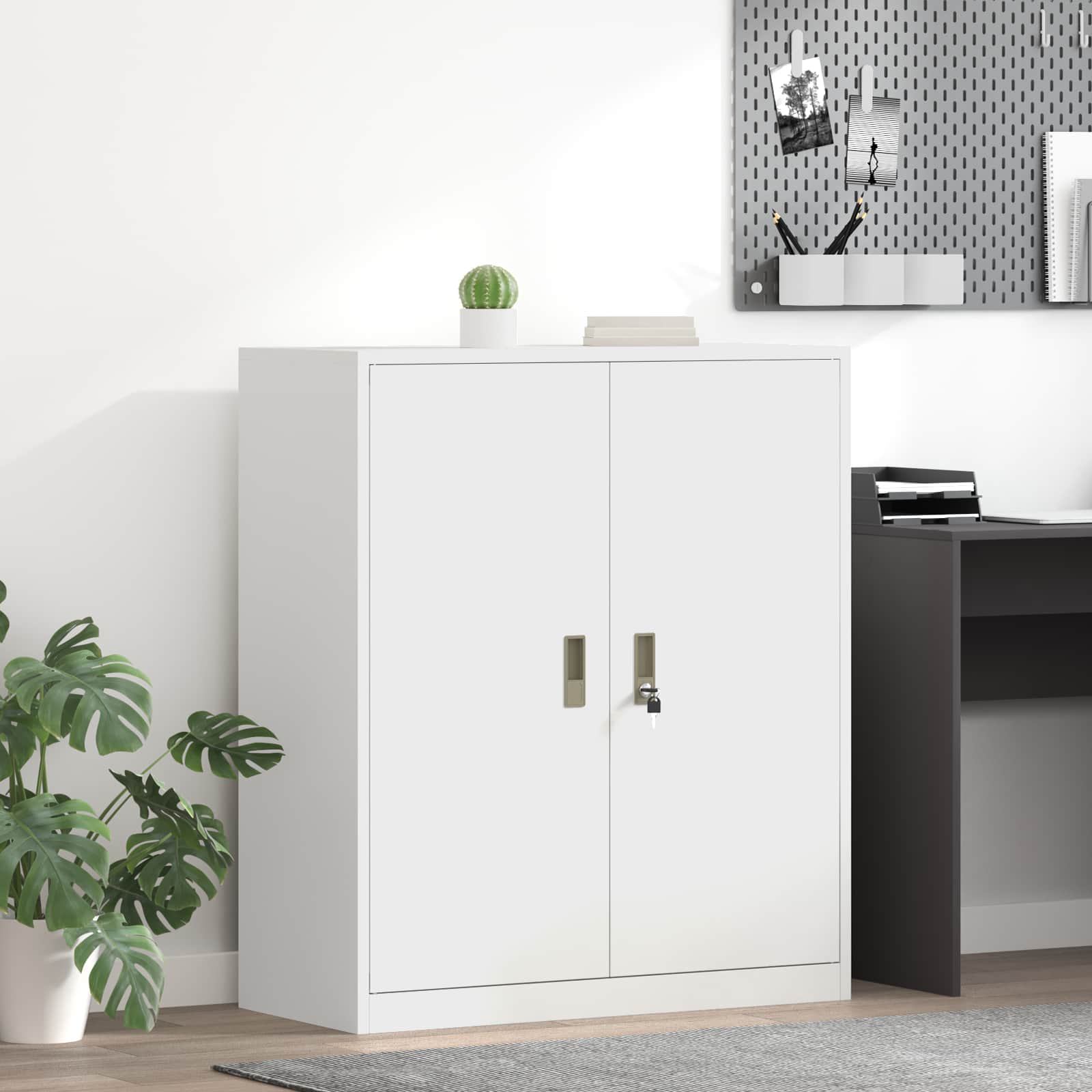vidaXL Opbergkast 2 pcs Zwart 90 x 40 x 140 cm Koudgewalst Staal
