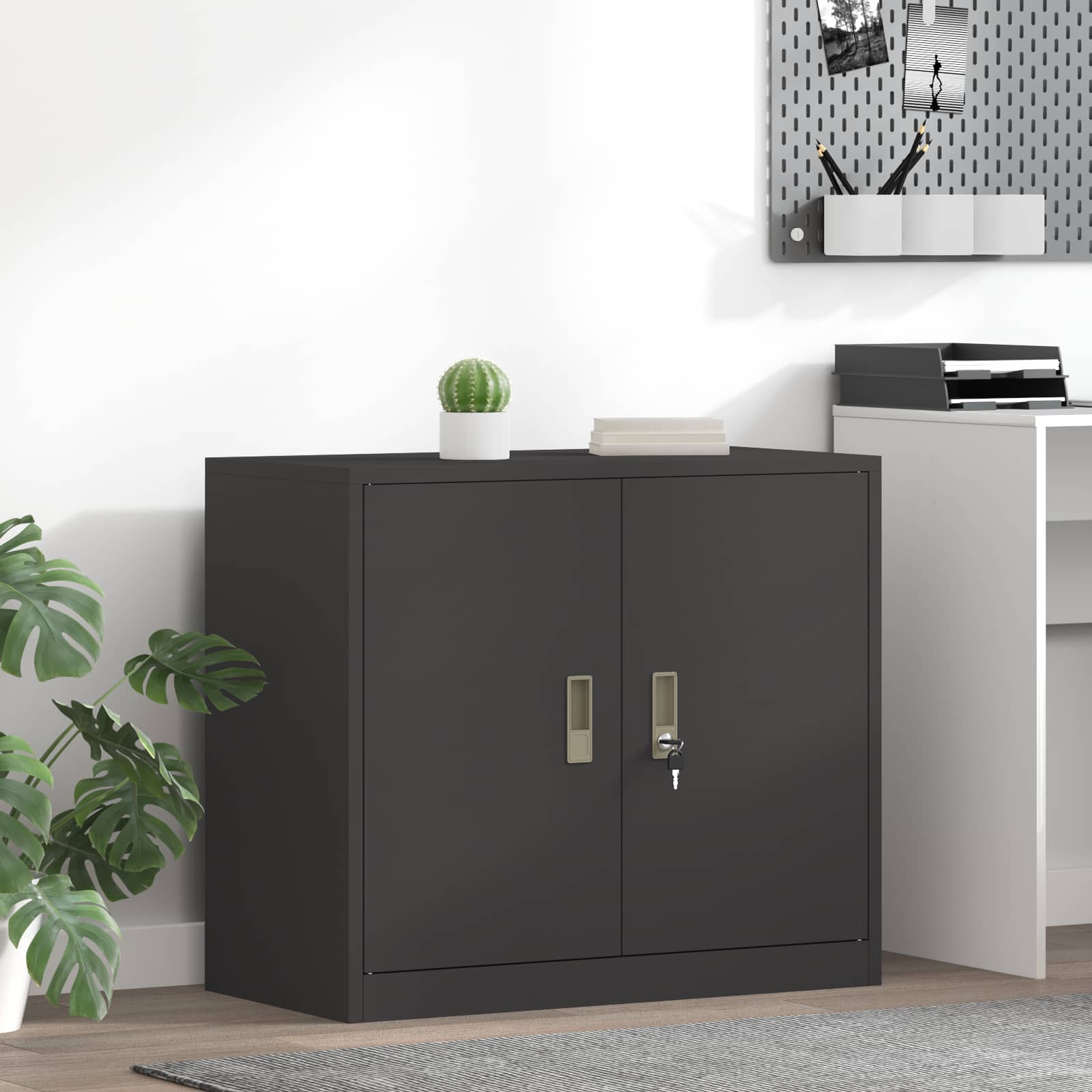 vidaXL Opbergkast 2 pcs Zwart 90 x 40 x 140 cm Koudgewalst Staal