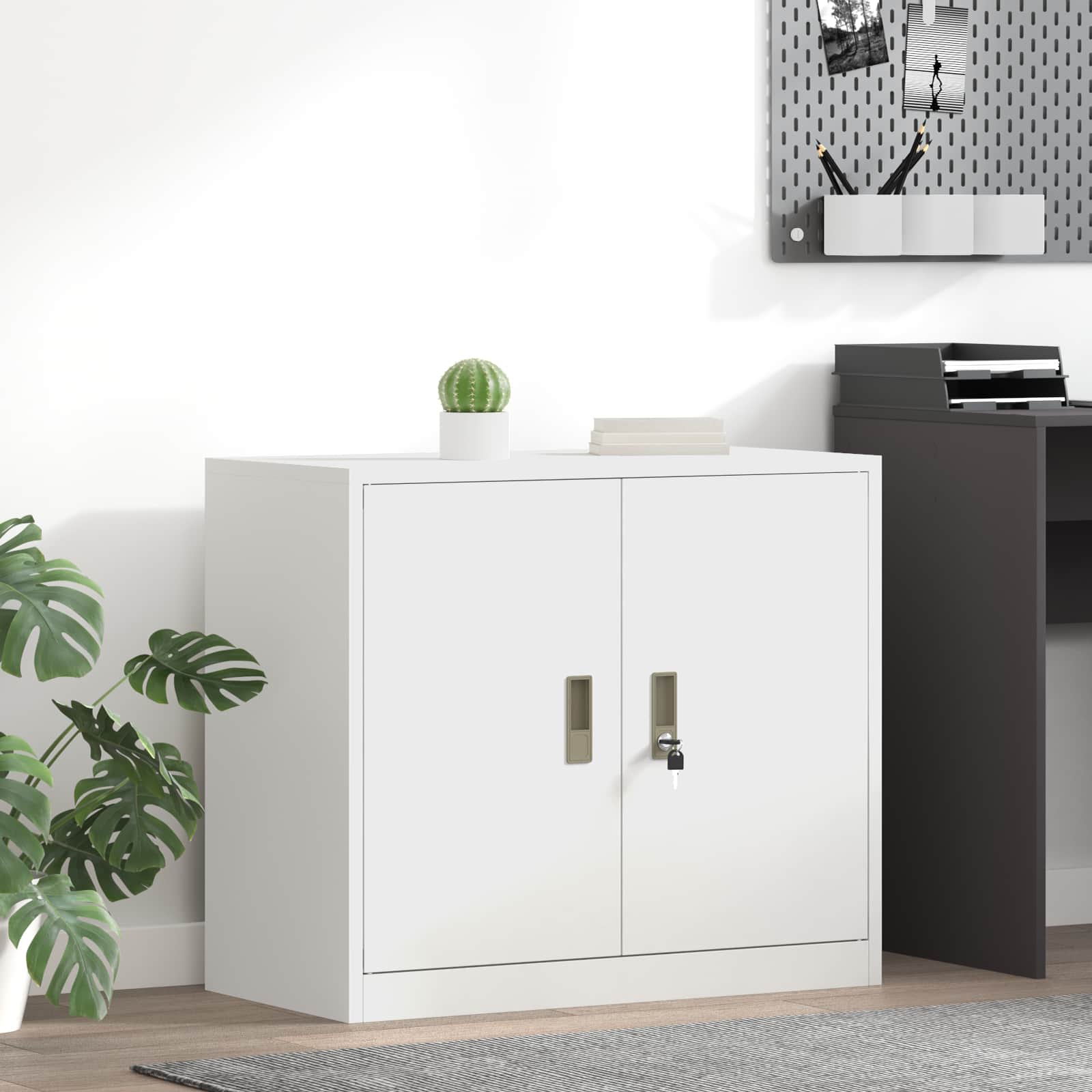 vidaXL Opbergkast 2 pcs Zwart 90 x 40 x 140 cm Koudgewalst Staal
