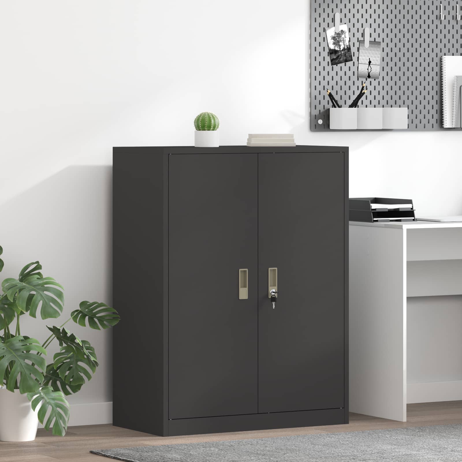 vidaXL Opbergkast 2 pcs Zwart 90 x 40 x 140 cm Koudgewalst Staal