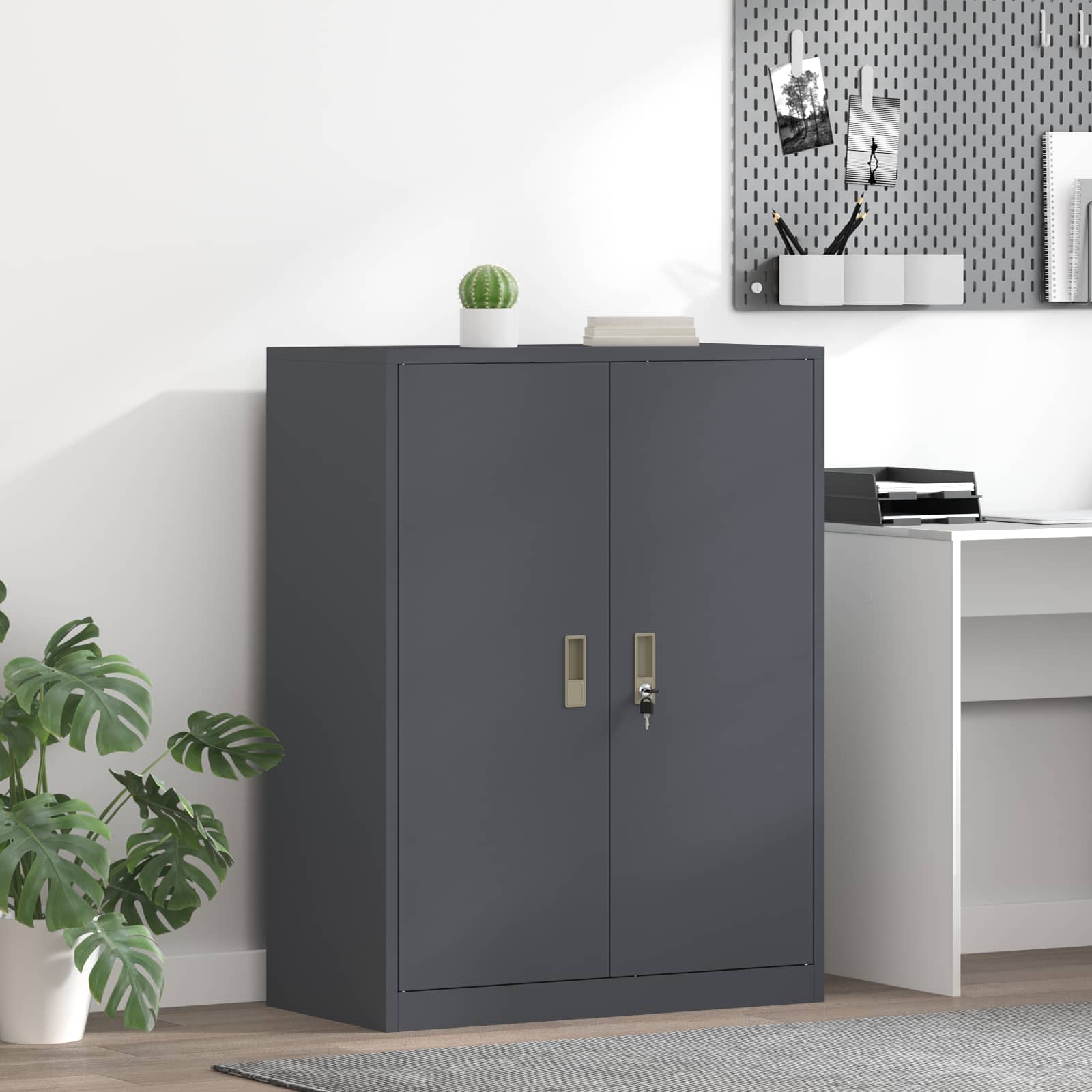 vidaXL Opbergkast 2 pcs Zwart 90 x 40 x 140 cm Koudgewalst Staal