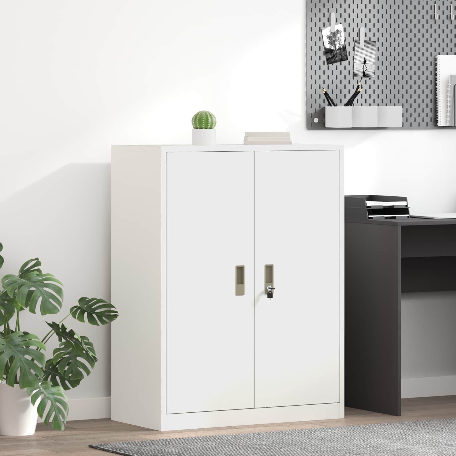 vidaXL Opbergkast 2 pcs Zwart 90 x 40 x 140 cm Koudgewalst Staal