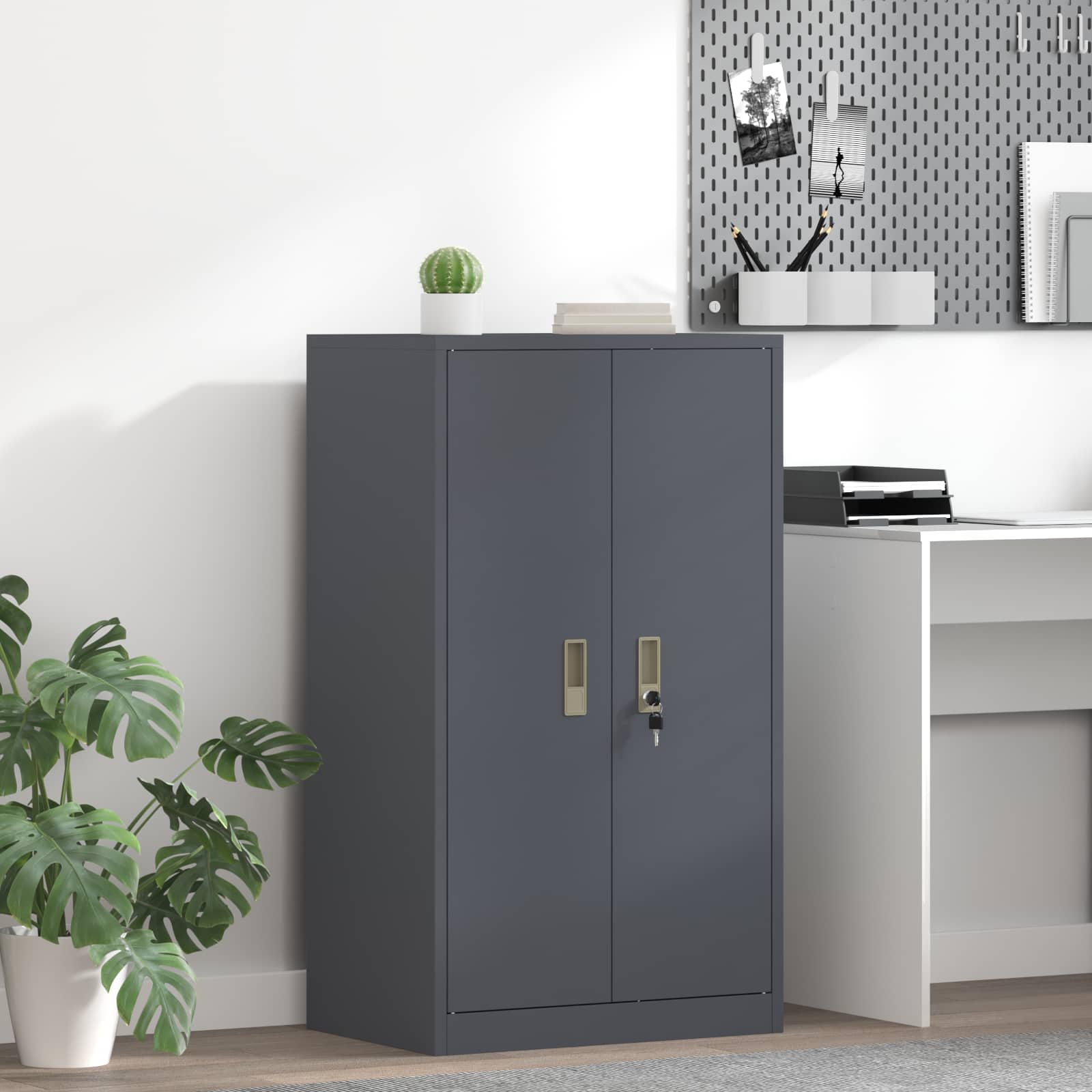 vidaXL Opbergkast 2 pcs Zwart 90 x 40 x 140 cm Koudgewalst Staal