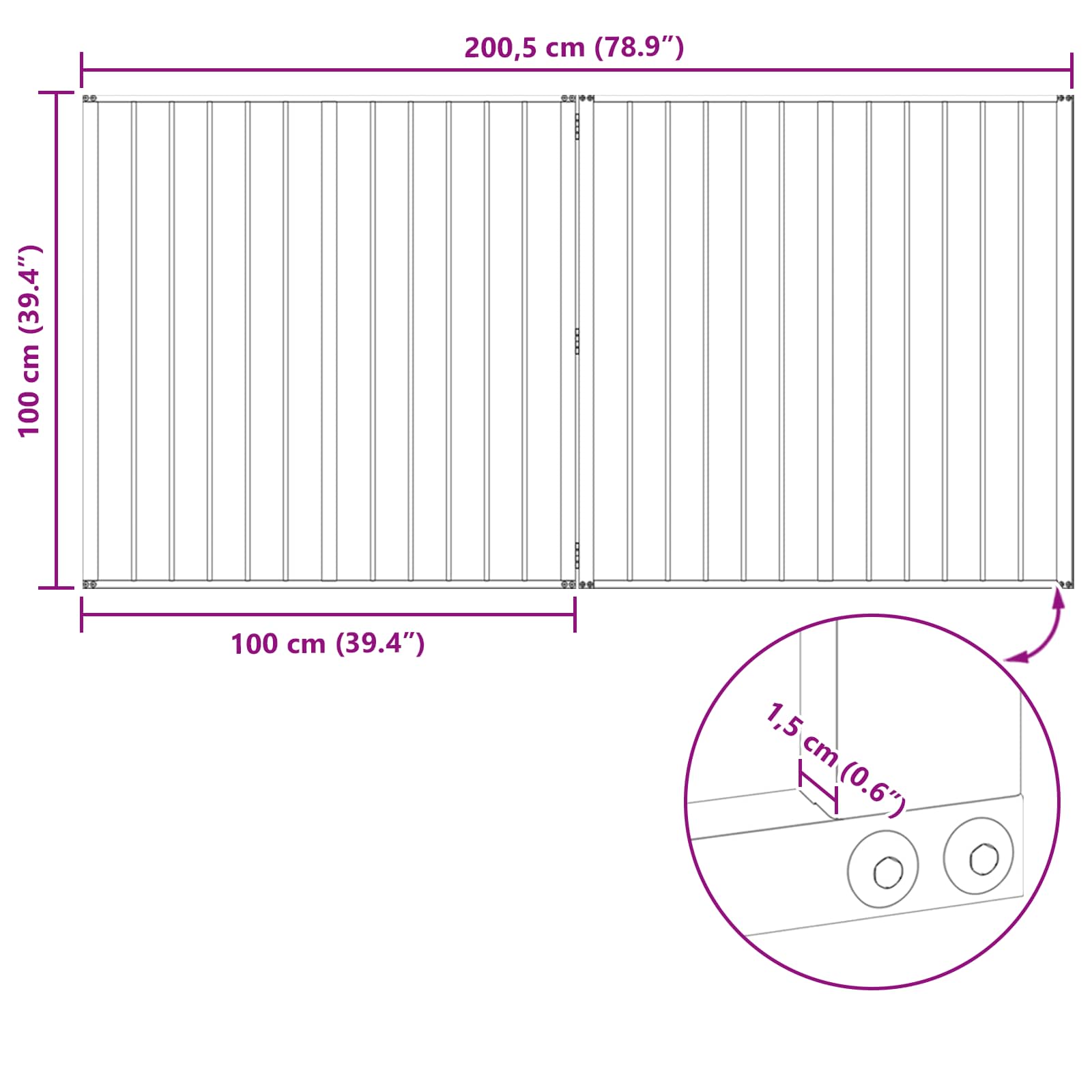vidaXL Hondenhek 6 pcs Zwart 100 x 100 cm Gegalvaniseerd staal
