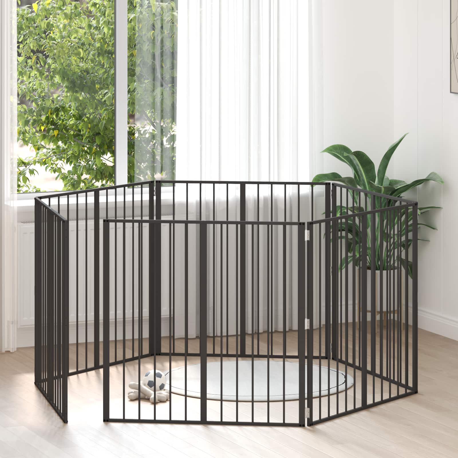 vidaXL Hondenhek 6 pcs Zwart 100 x 100 cm Gegalvaniseerd staal