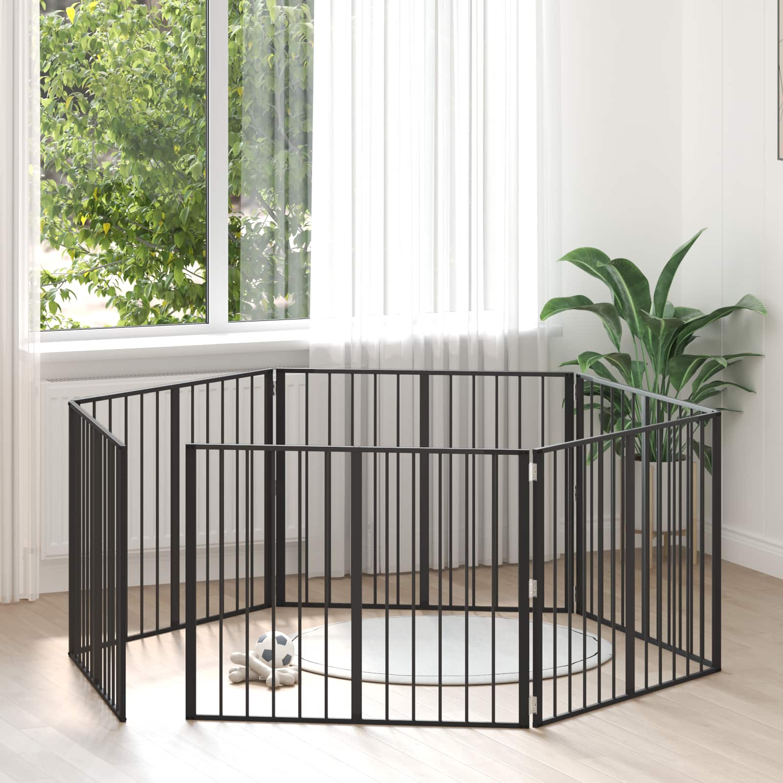 vidaXL Hondenhek 6 pcs Zwart 100 x 100 cm Gegalvaniseerd staal