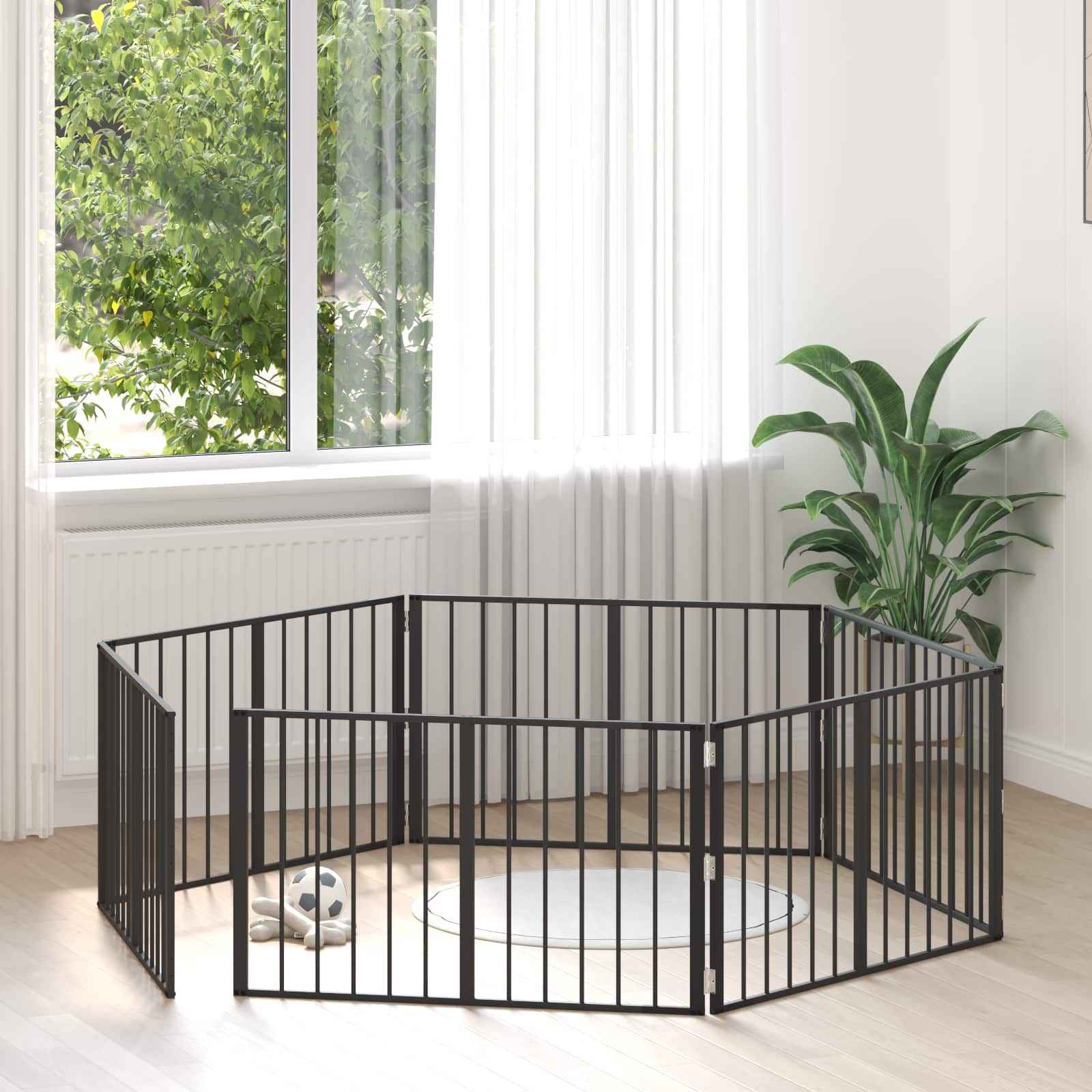 vidaXL Hondenhek 6 pcs Zwart 100 x 100 cm Gegalvaniseerd staal