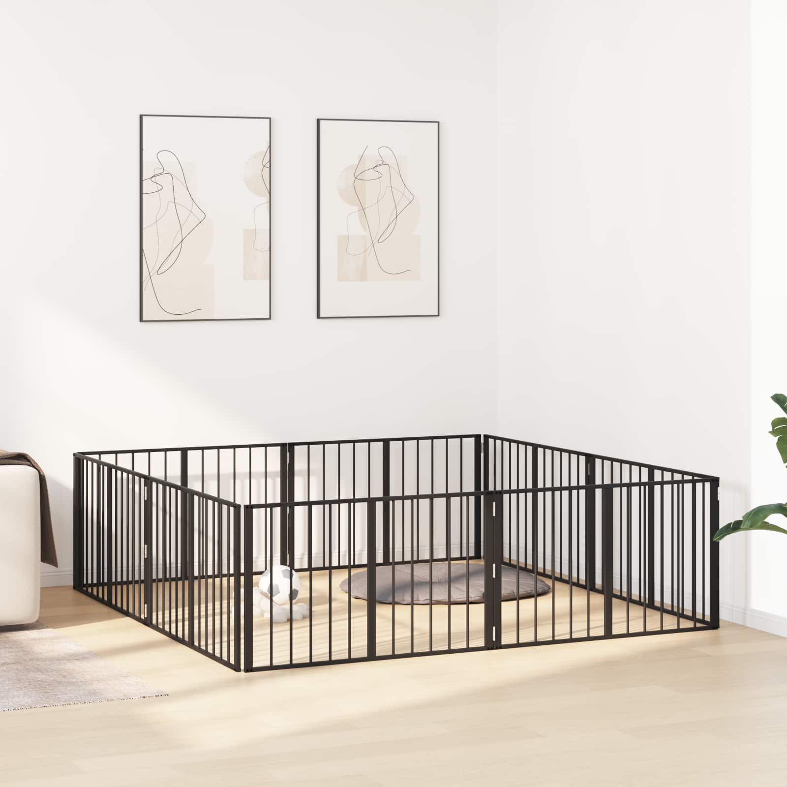 vidaXL Hondenhek 6 pcs Zwart 100 x 100 cm Gegalvaniseerd staal