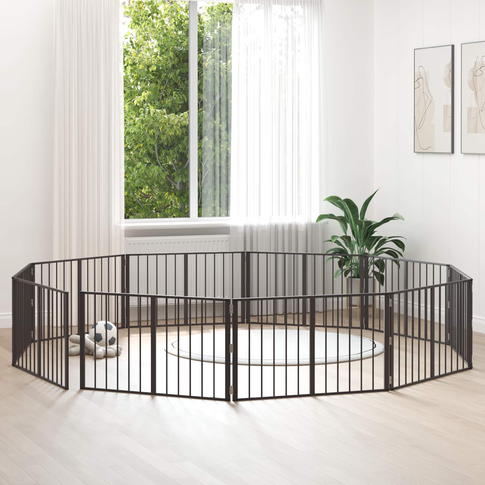 vidaXL Hondenhek 6 pcs Zwart 100 x 100 cm Gegalvaniseerd staal