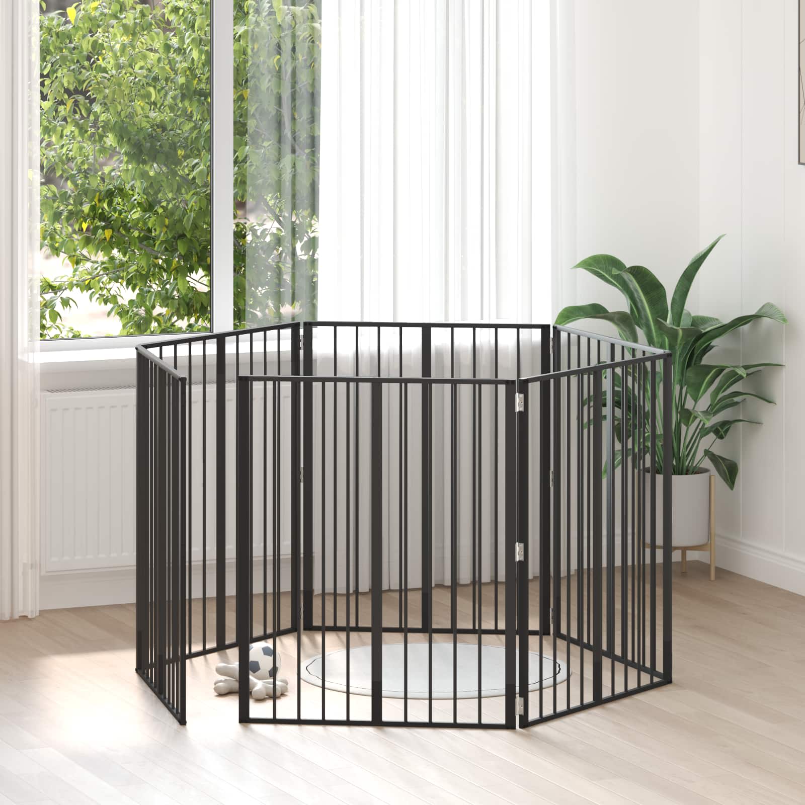 vidaXL Hondenhek 6 pcs Zwart 100 x 100 cm Gegalvaniseerd staal