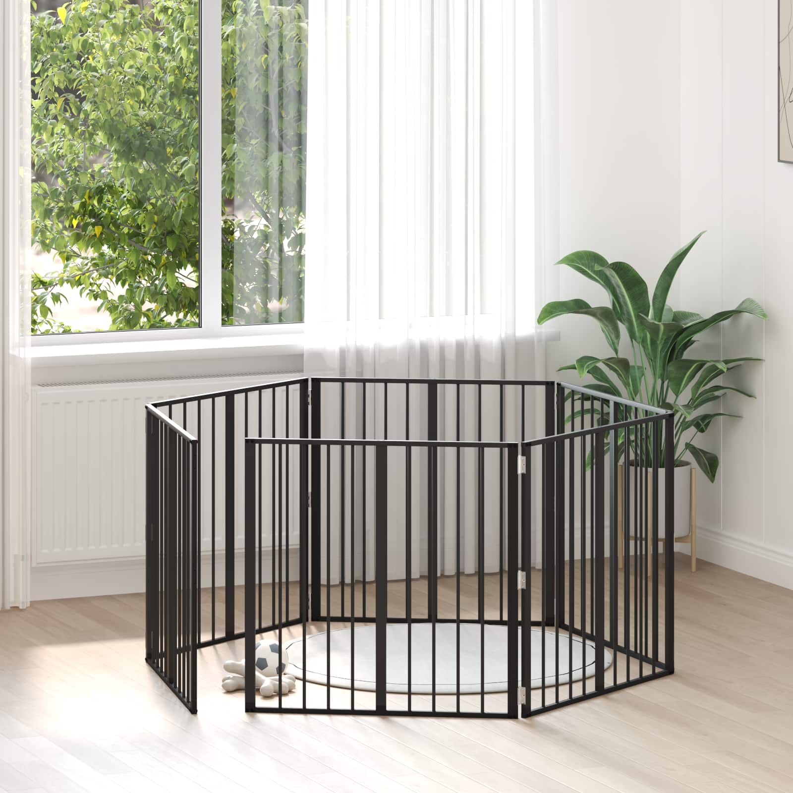 vidaXL Hondenhek 6 pcs Zwart 100 x 100 cm Gegalvaniseerd staal
