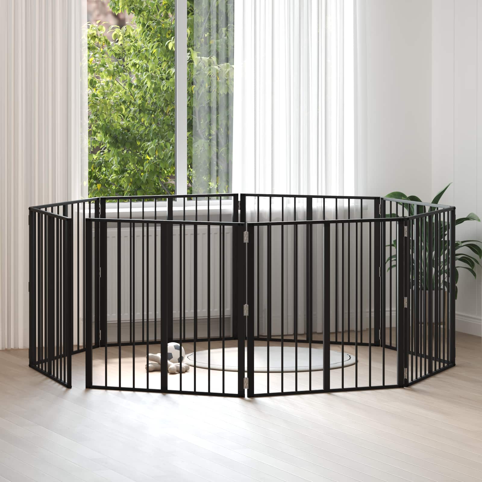 vidaXL Hondenhek 6 pcs Zwart 100 x 100 cm Gegalvaniseerd staal
