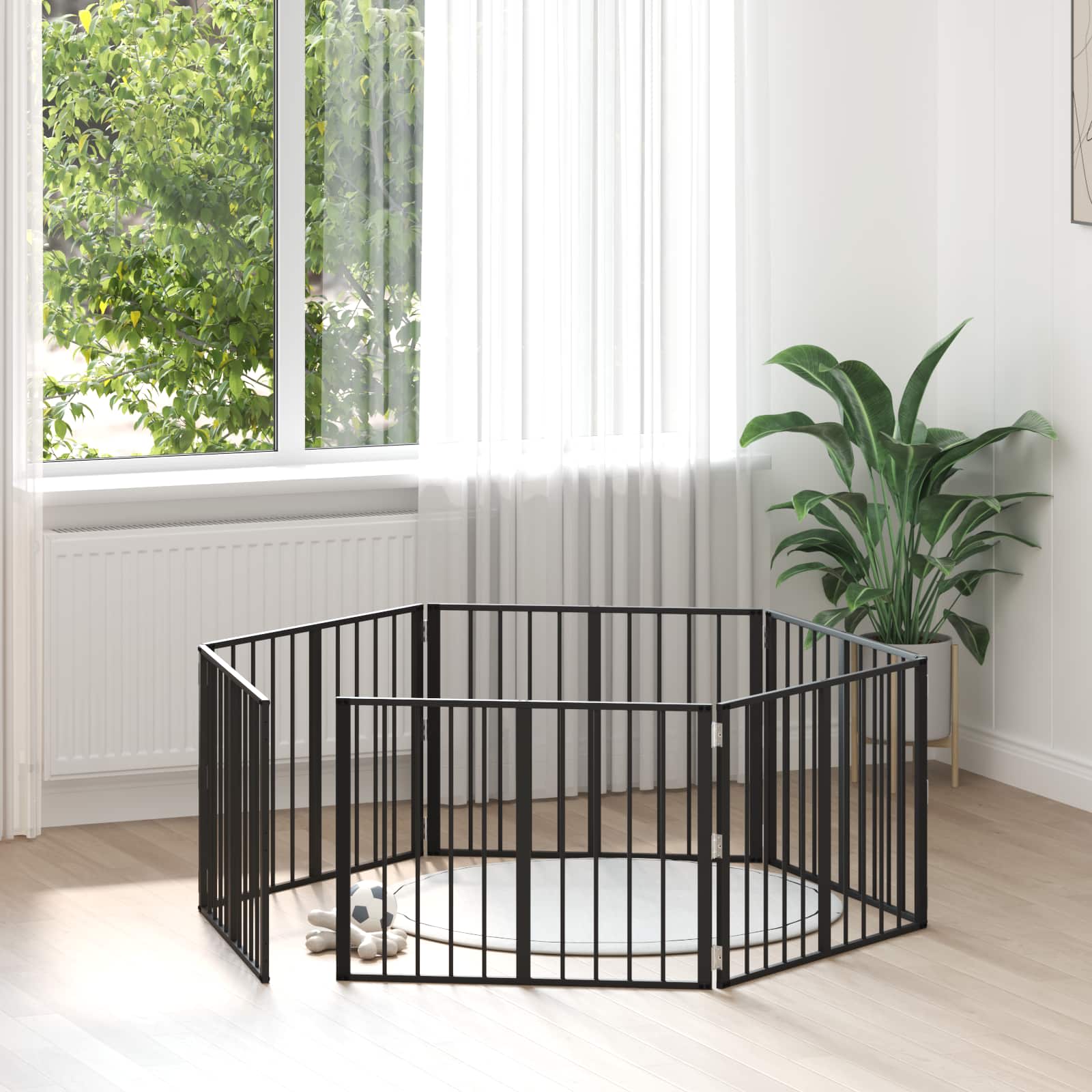 vidaXL Hondenhek 6 pcs Zwart 100 x 100 cm Gegalvaniseerd staal