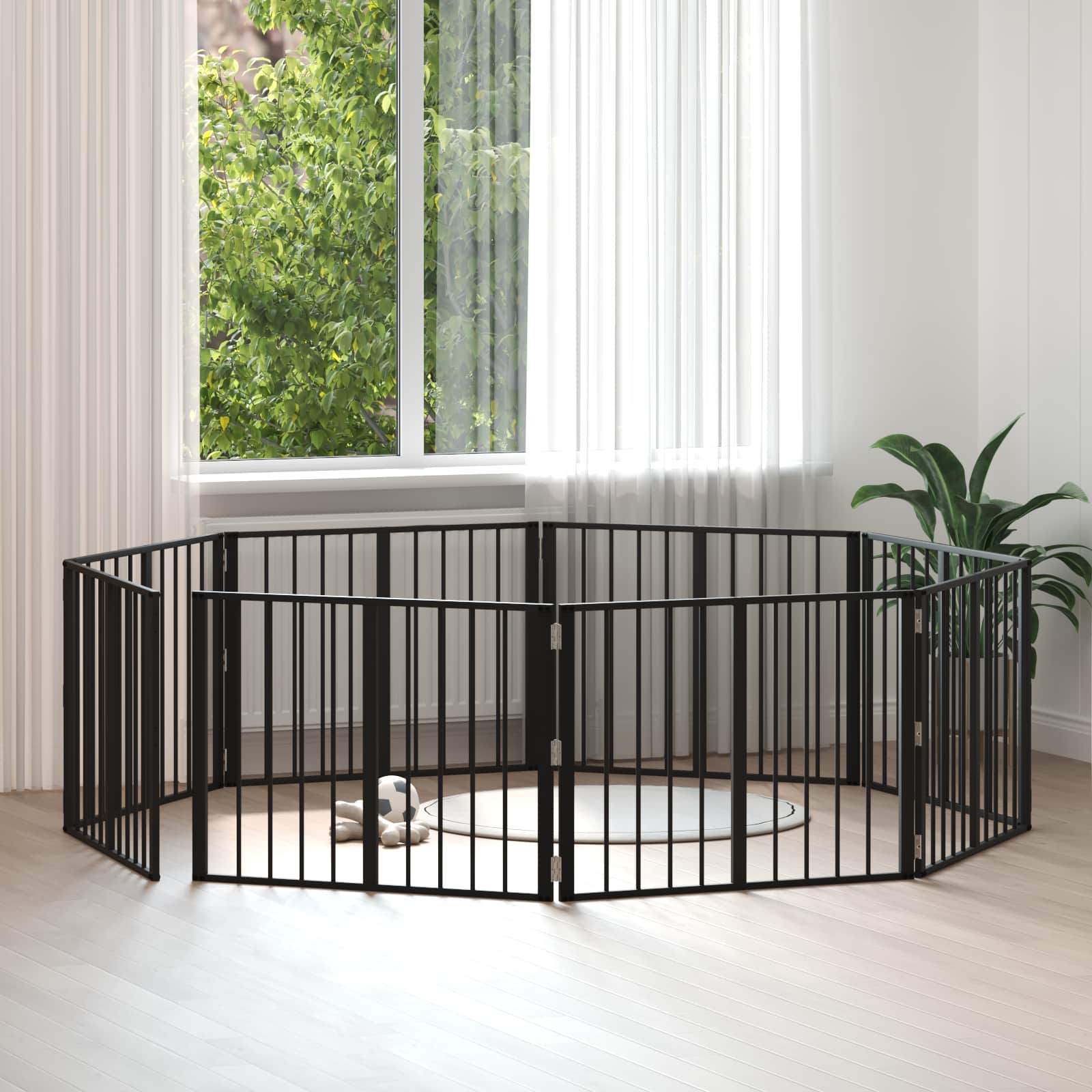 vidaXL Hondenhek 6 pcs Zwart 100 x 100 cm Gegalvaniseerd staal