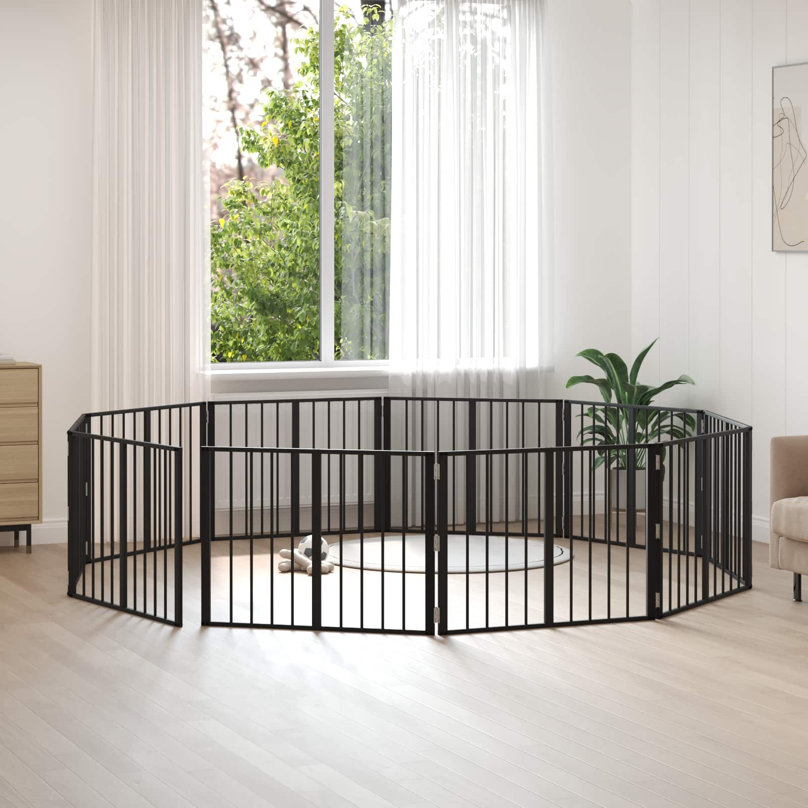 vidaXL Hondenhek 6 pcs Zwart 100 x 100 cm Gegalvaniseerd staal