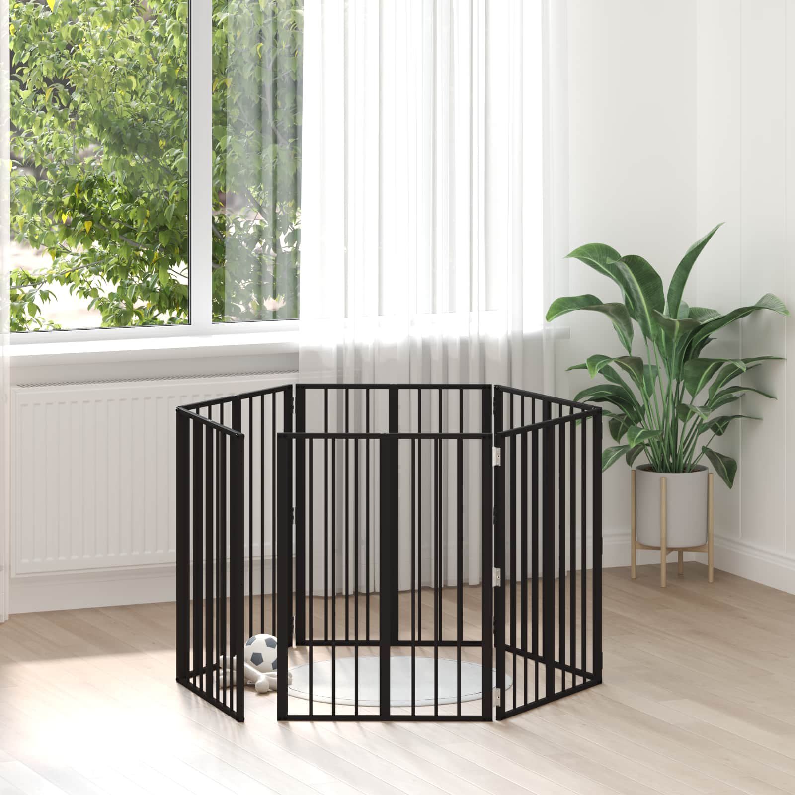 vidaXL Hondenhek 6 pcs Zwart 100 x 100 cm Gegalvaniseerd staal