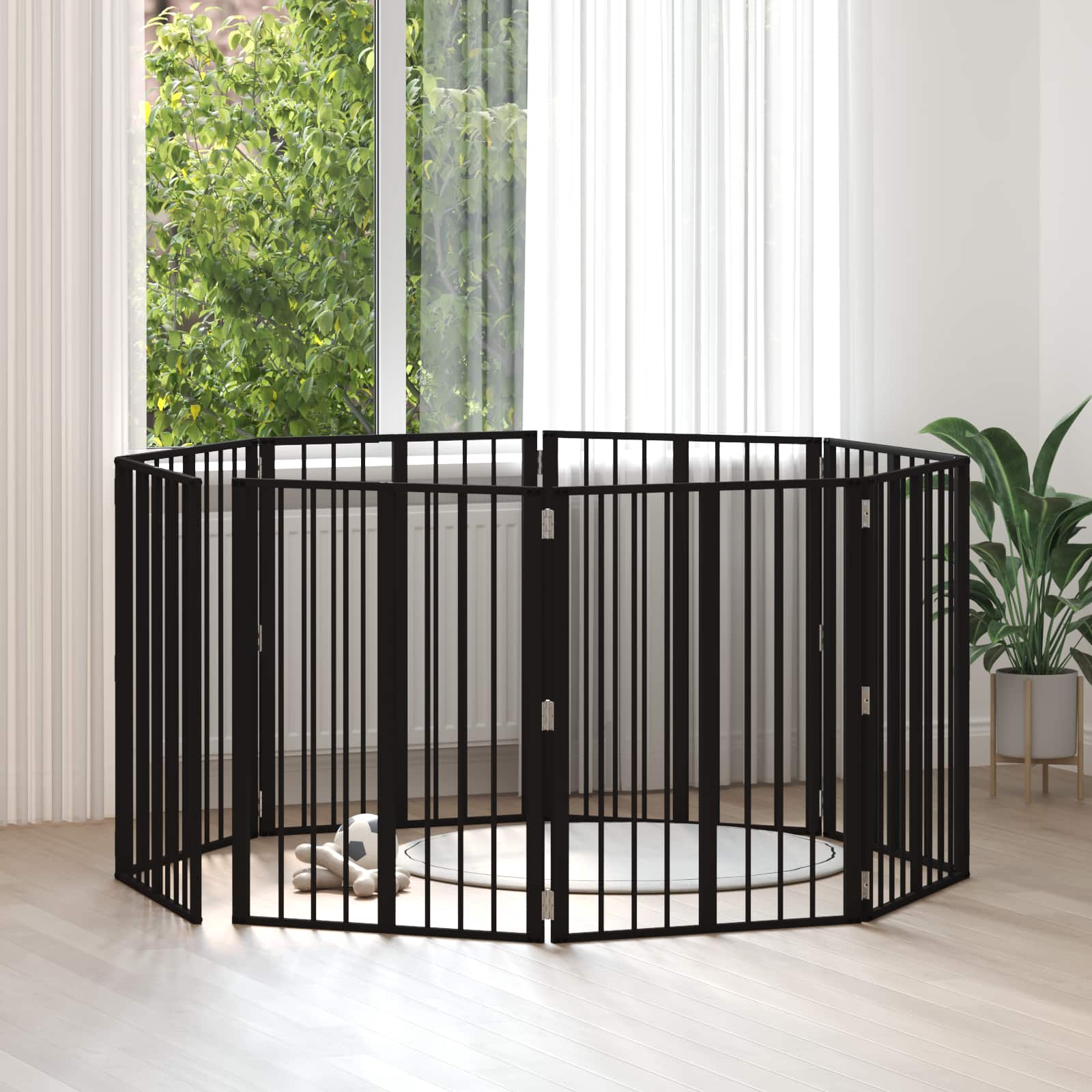 vidaXL Hondenhek 6 pcs Zwart 100 x 100 cm Gegalvaniseerd staal