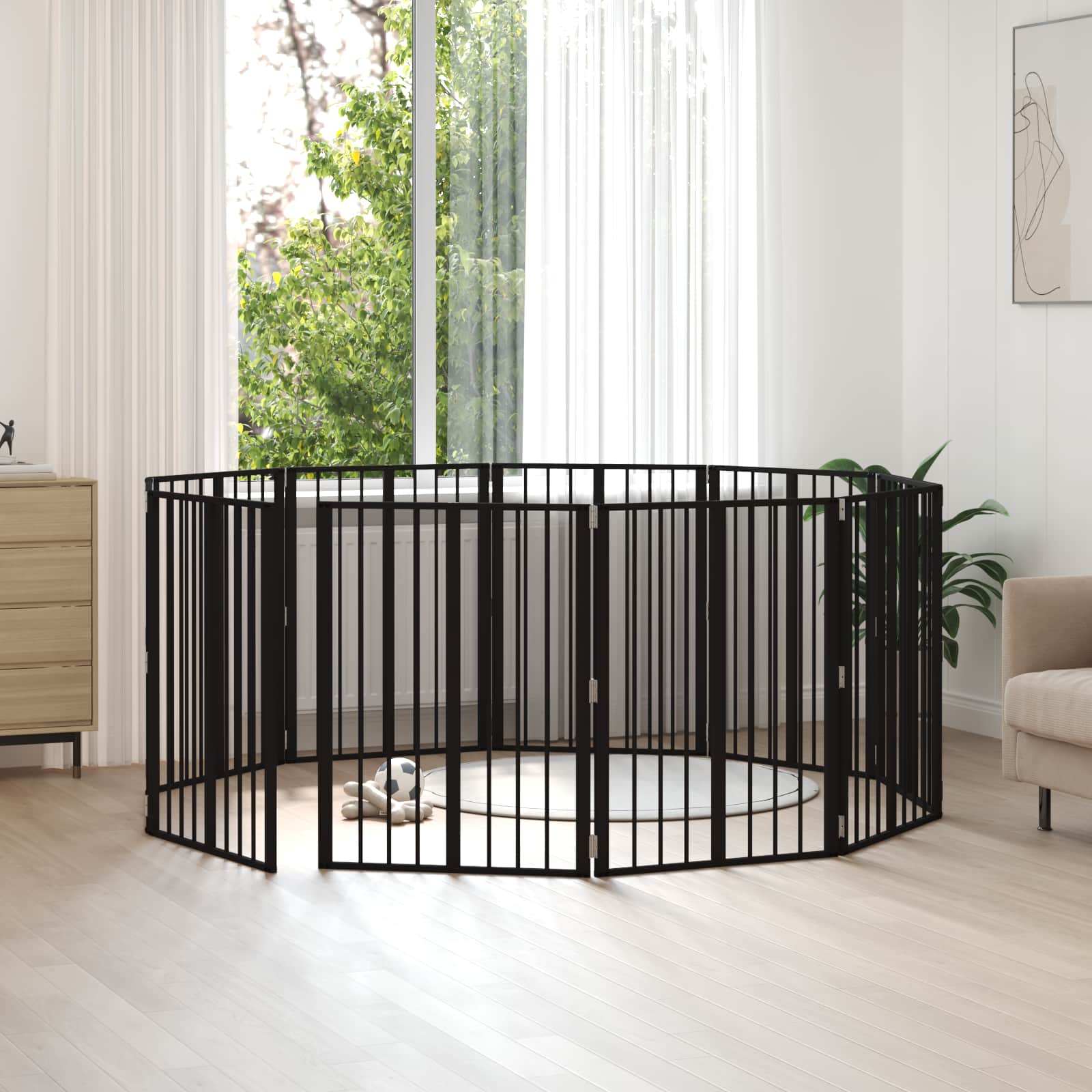 vidaXL Hondenhek 6 pcs Zwart 100 x 100 cm Gegalvaniseerd staal