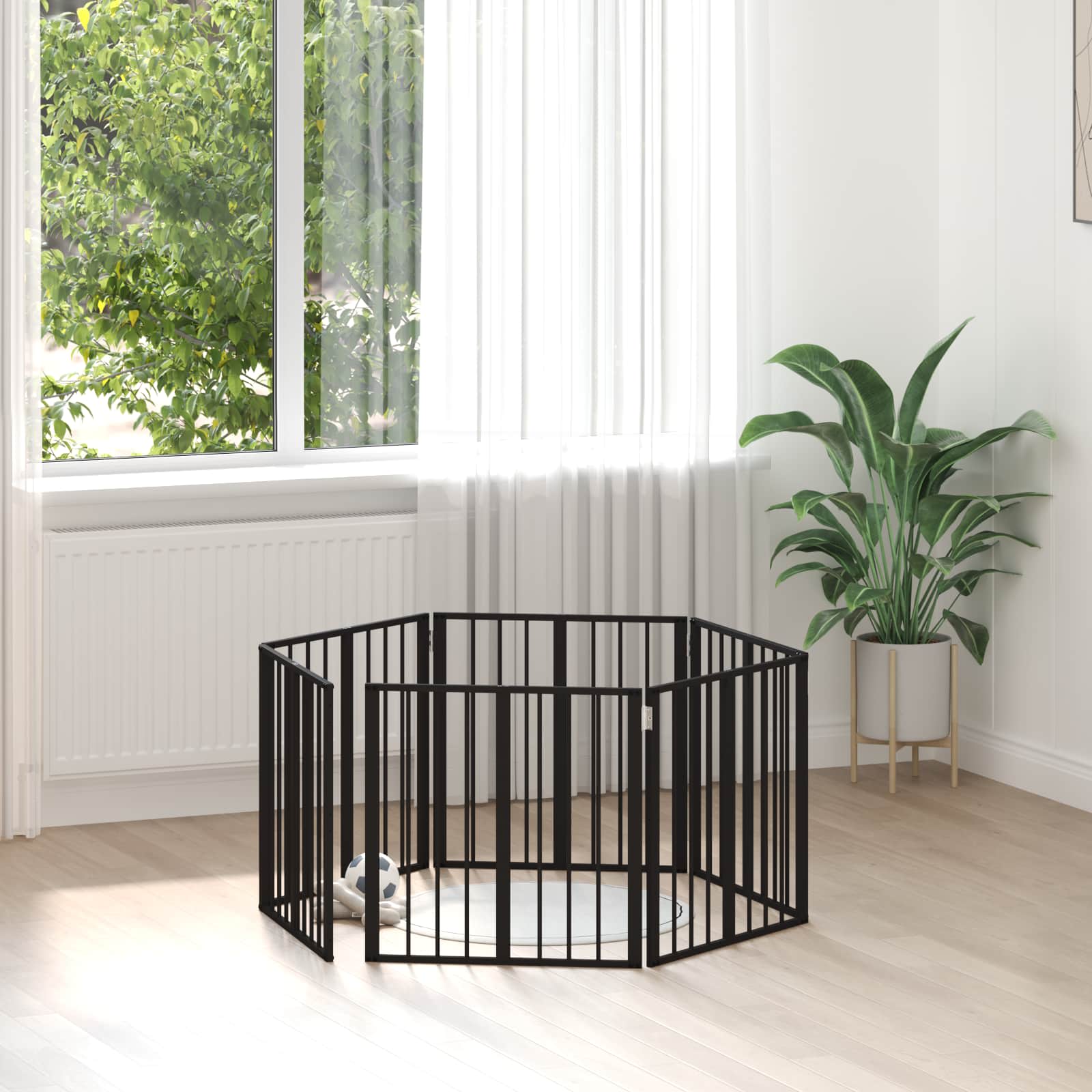 vidaXL Hondenhek 6 pcs Zwart 100 x 100 cm Gegalvaniseerd staal