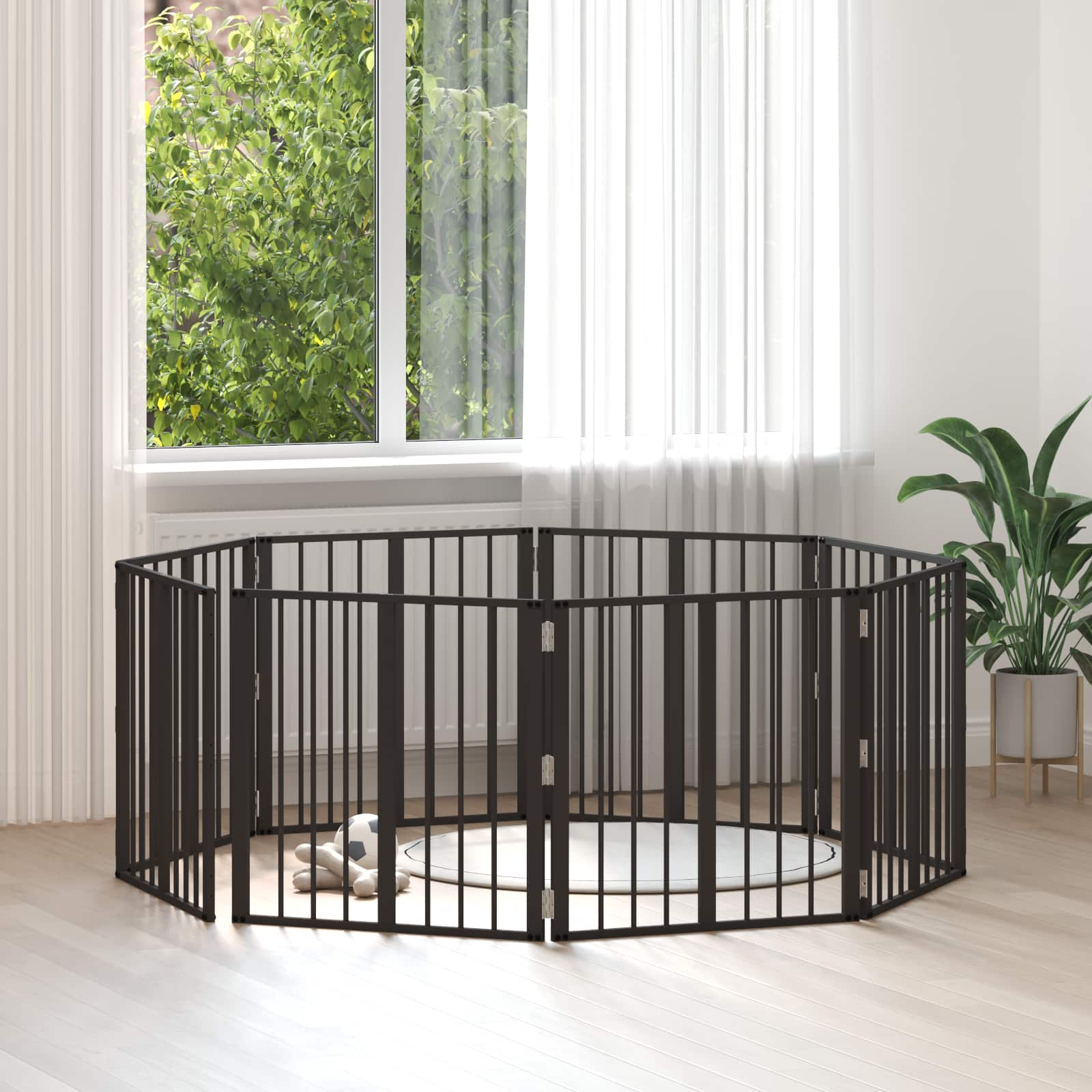 vidaXL Hondenhek 6 pcs Zwart 100 x 100 cm Gegalvaniseerd staal