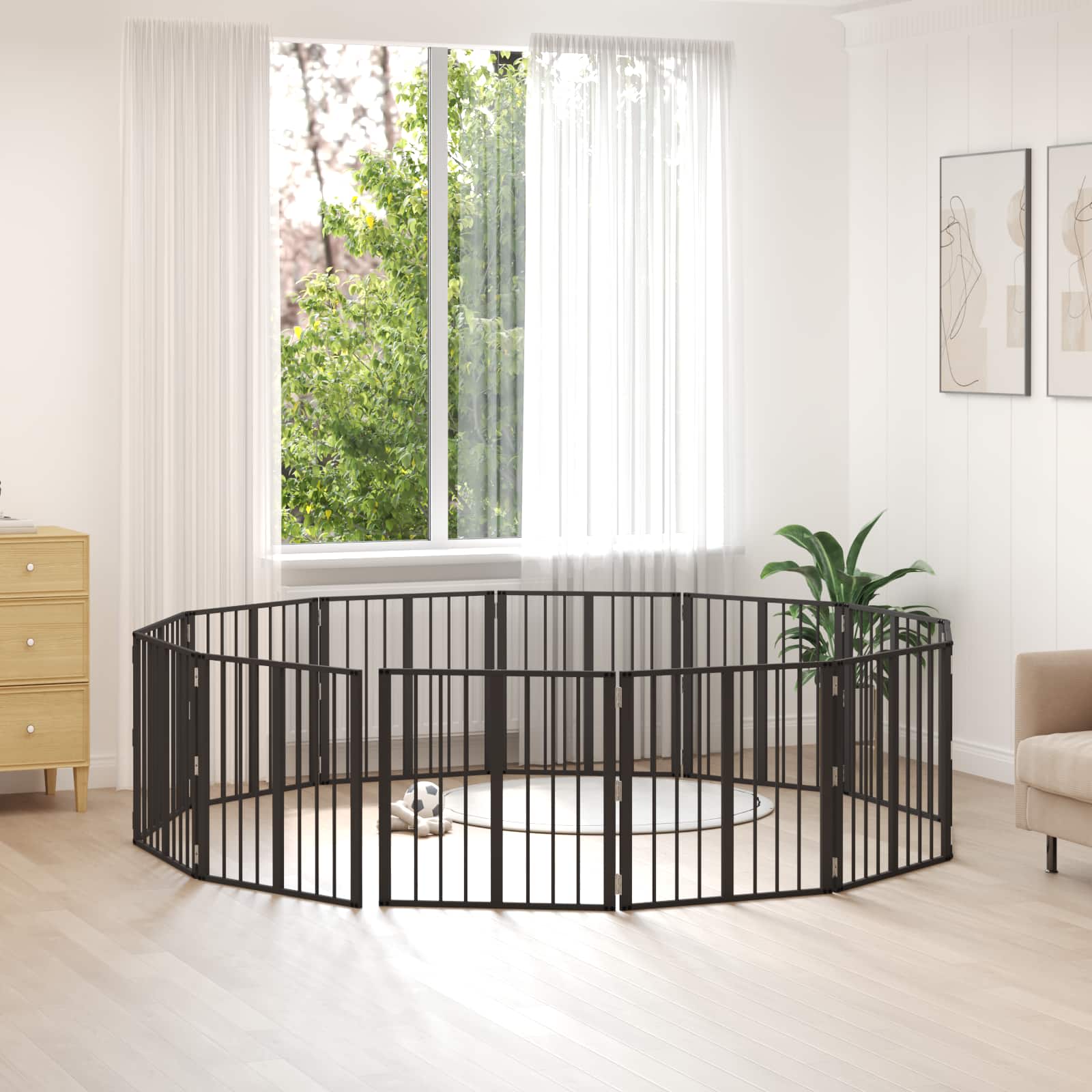 vidaXL Hondenhek 6 pcs Zwart 100 x 100 cm Gegalvaniseerd staal