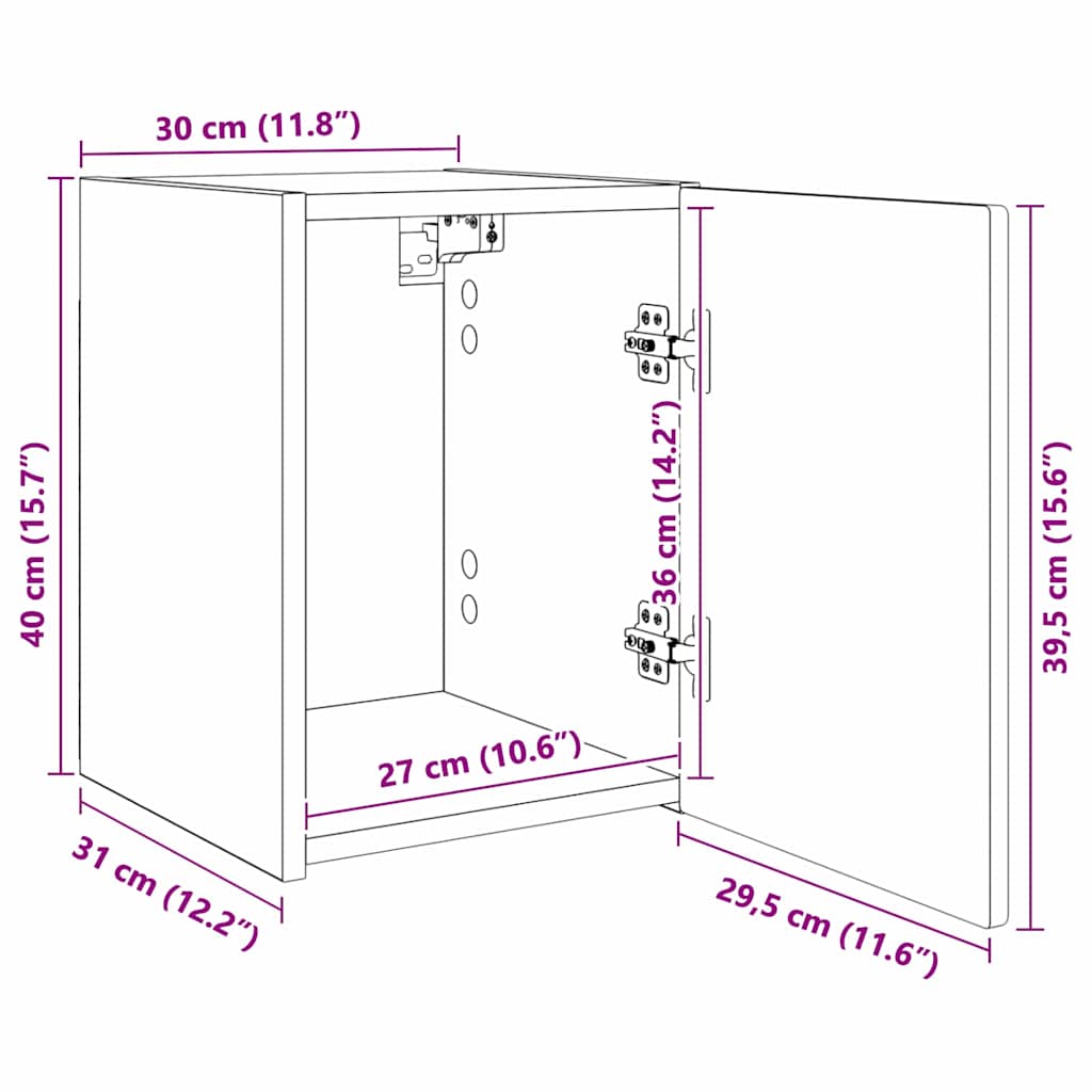 vidaXL TV Wandkast Wandgemonteerd Wit 30 x 31 x 40 cm Bewerkt hout