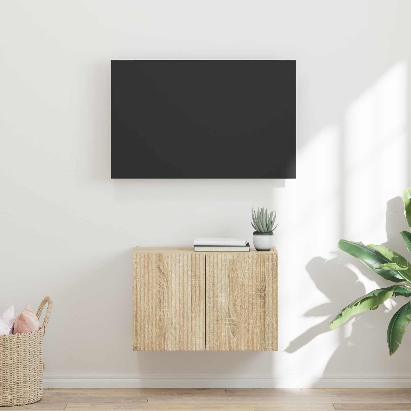 vidaXL TV-wandkast Wandgemonteerd Wit 59,5 x 31 x 40 cm Bewerkt hout