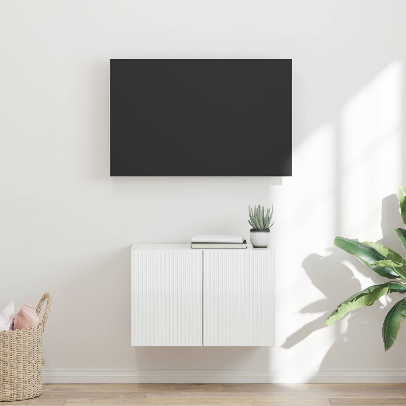 vidaXL TV-wandkast Wandgemonteerd Wit 59,5 x 31 x 40 cm Bewerkt hout